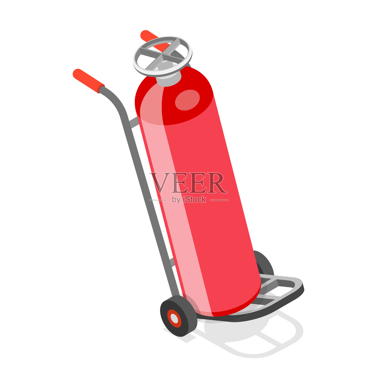 气体圆柱形容器的3D等距平面矢量插图。项目5插画图片素材