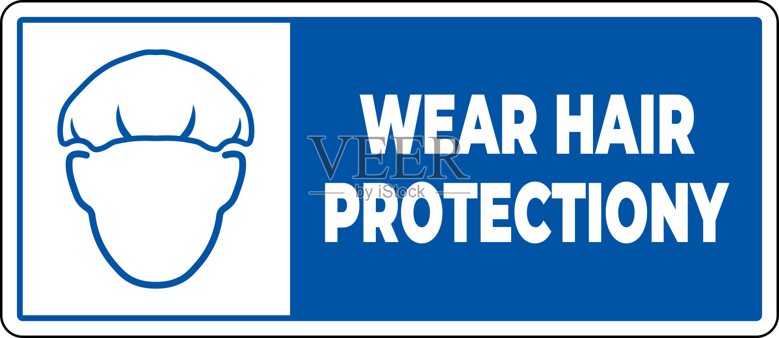 工作环境中佩戴头发保护的安全标志与图标插画图片素材