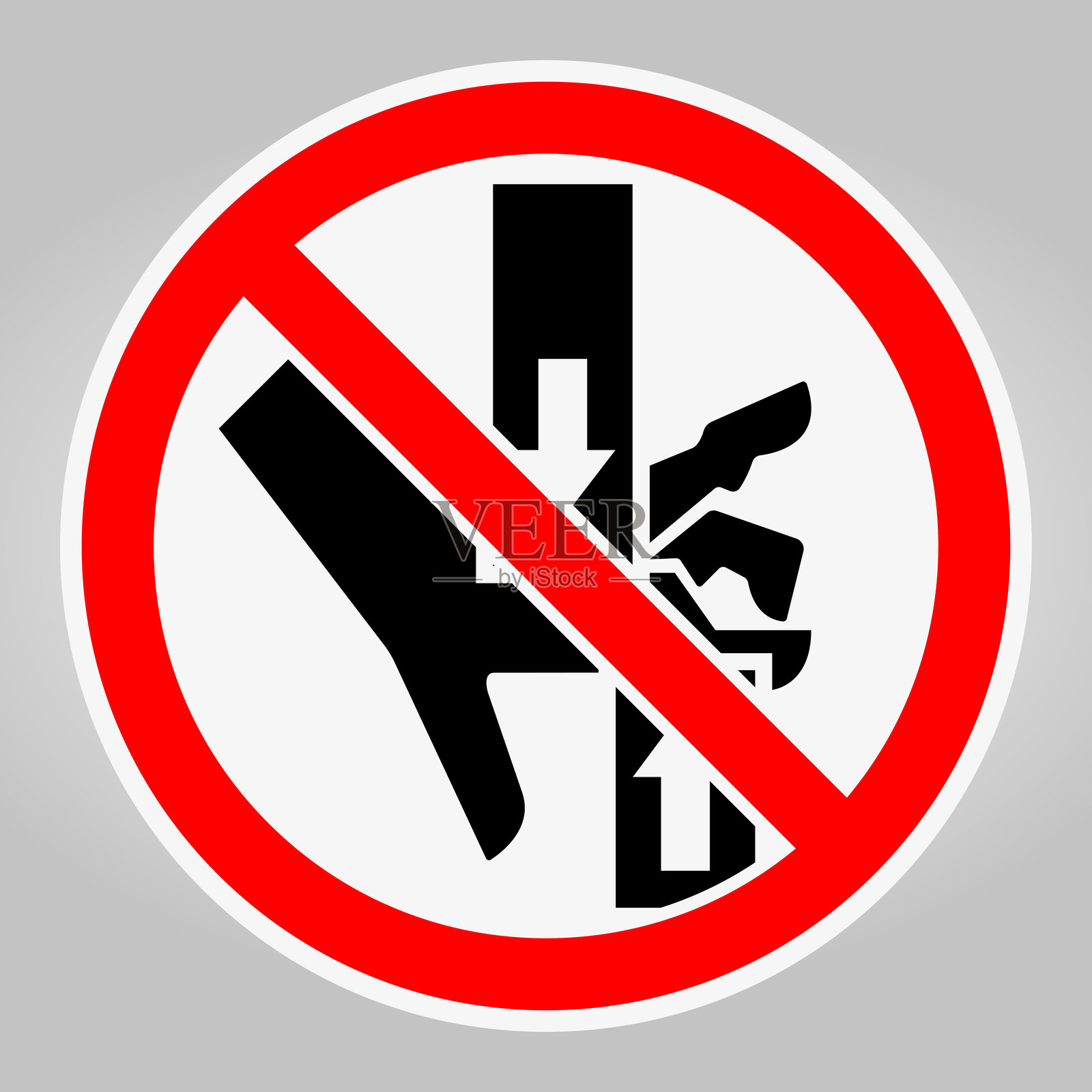 禁止手枪使用的警告标志，配有风格化图像和清晰信息插画图片素材