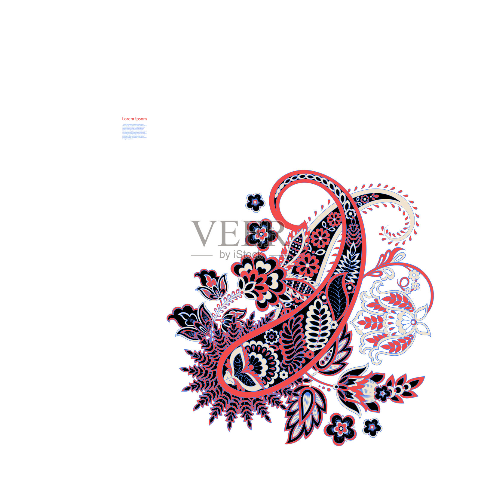 佩斯利隔离模式。蜡染风格的复古插图插画图片素材