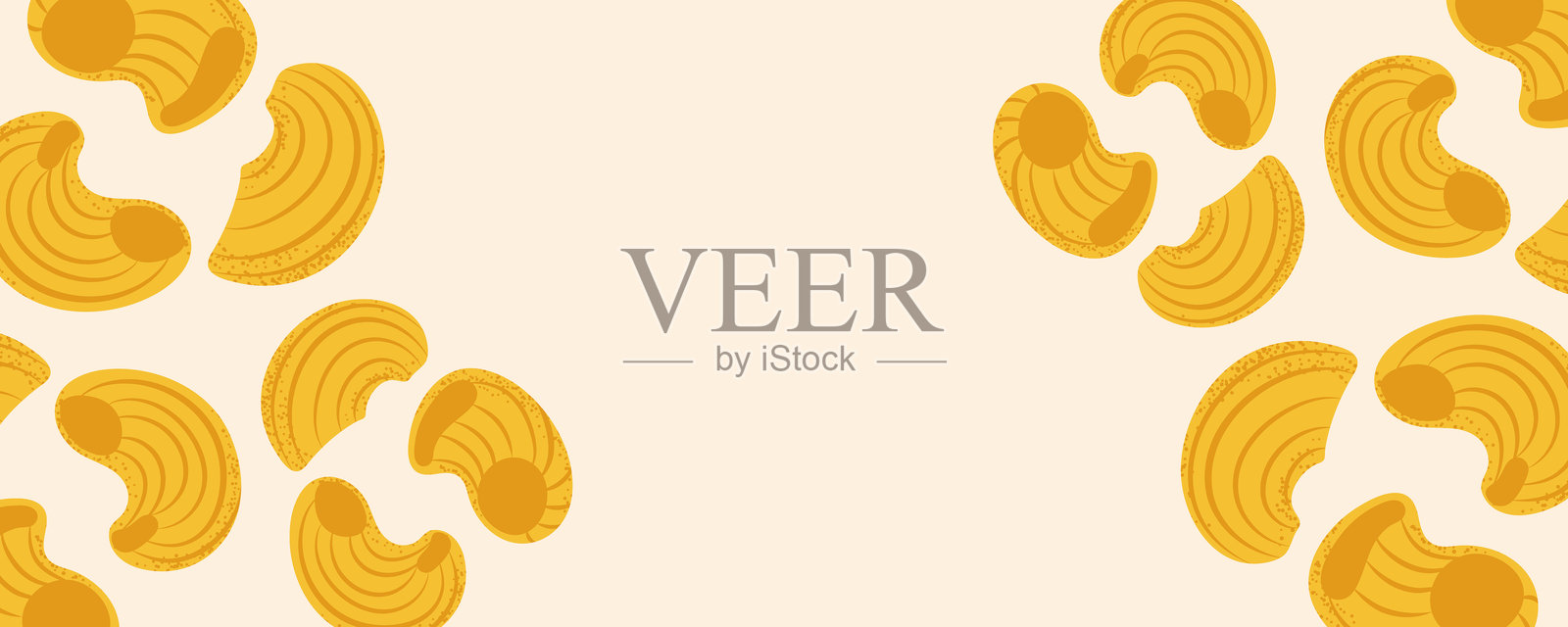 带有空白区域的管状意大利面横幅，适合社交媒体、菜单或活动推广。插画图片素材