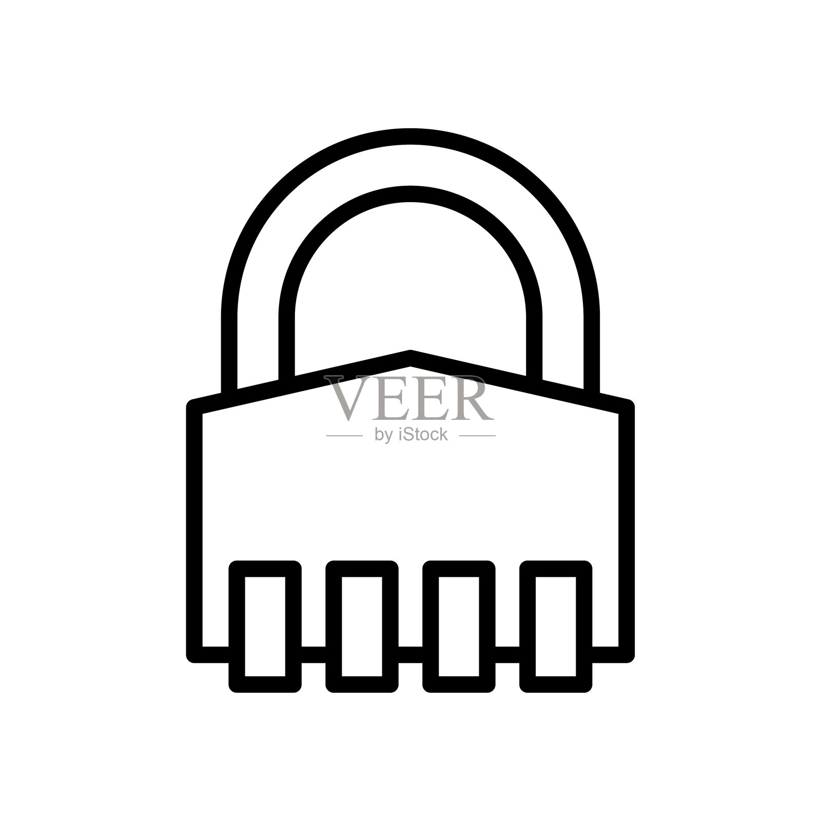 锁定安全图标。侧面有一系列拨号盘的组合锁。插画图片素材