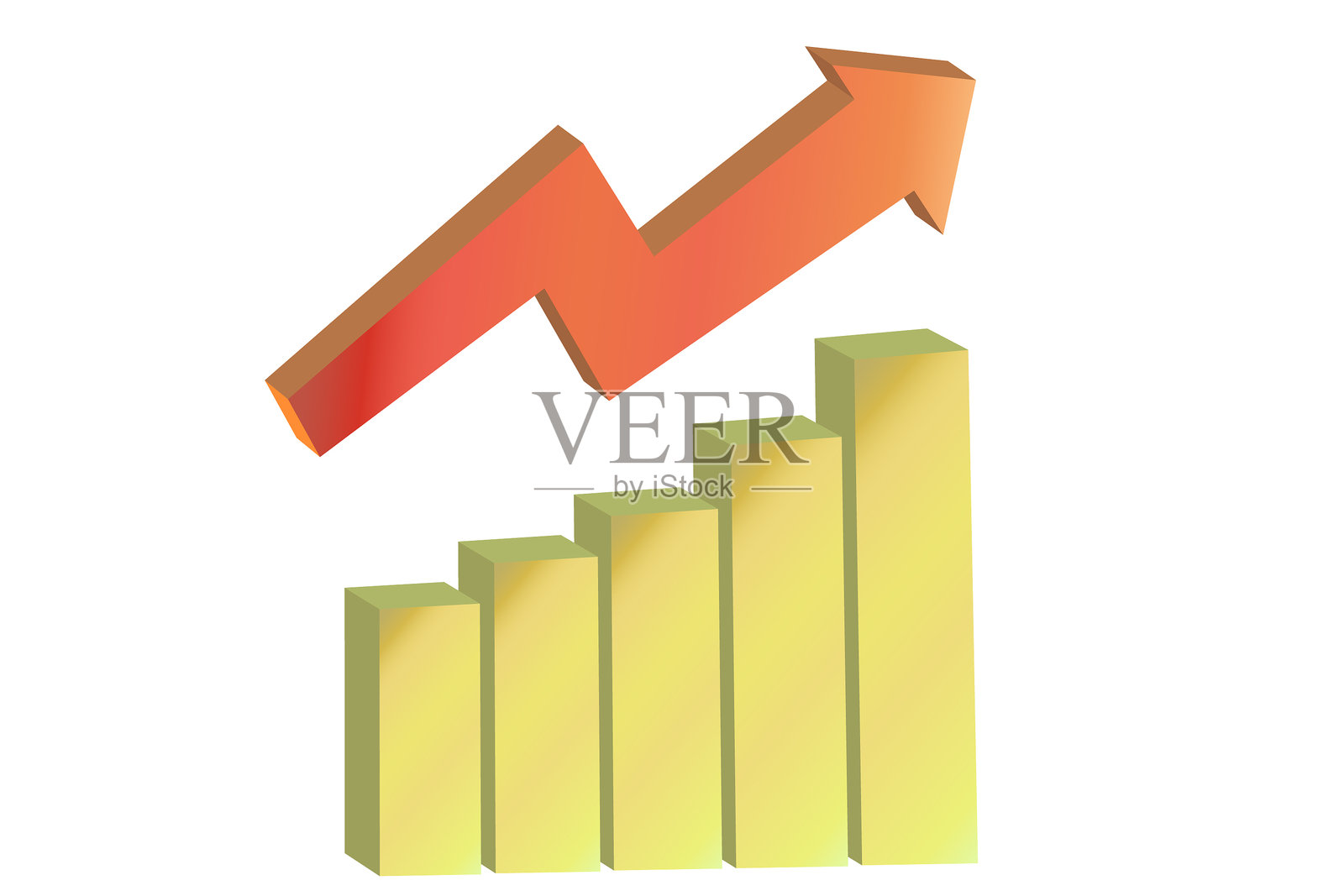条形图和箭头表示趋势的插图素材插画图片素材