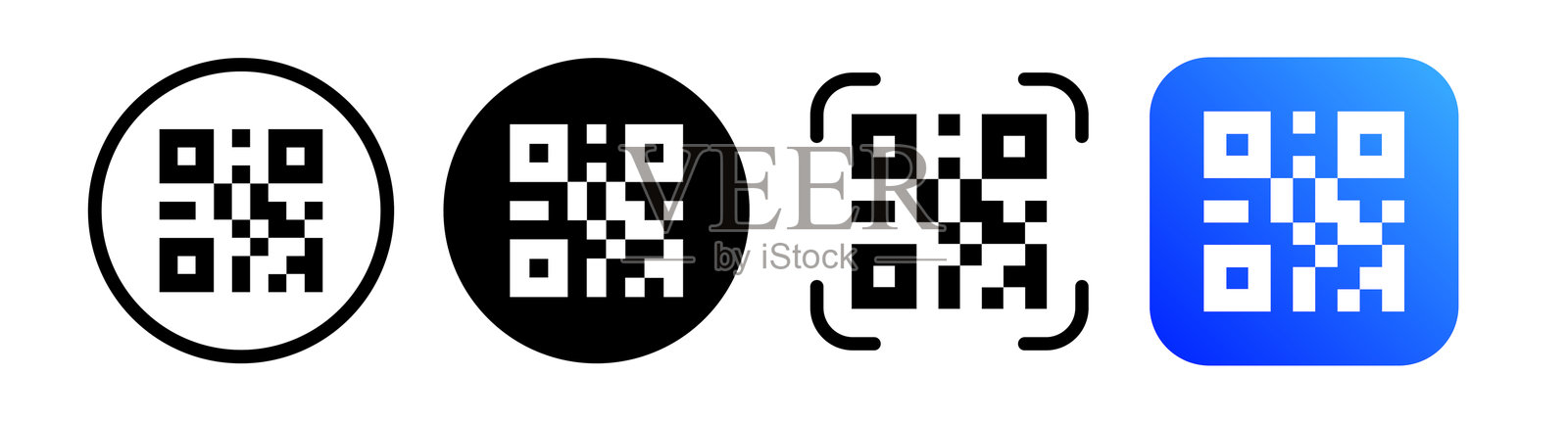 孤立的二维码集合插画图片素材