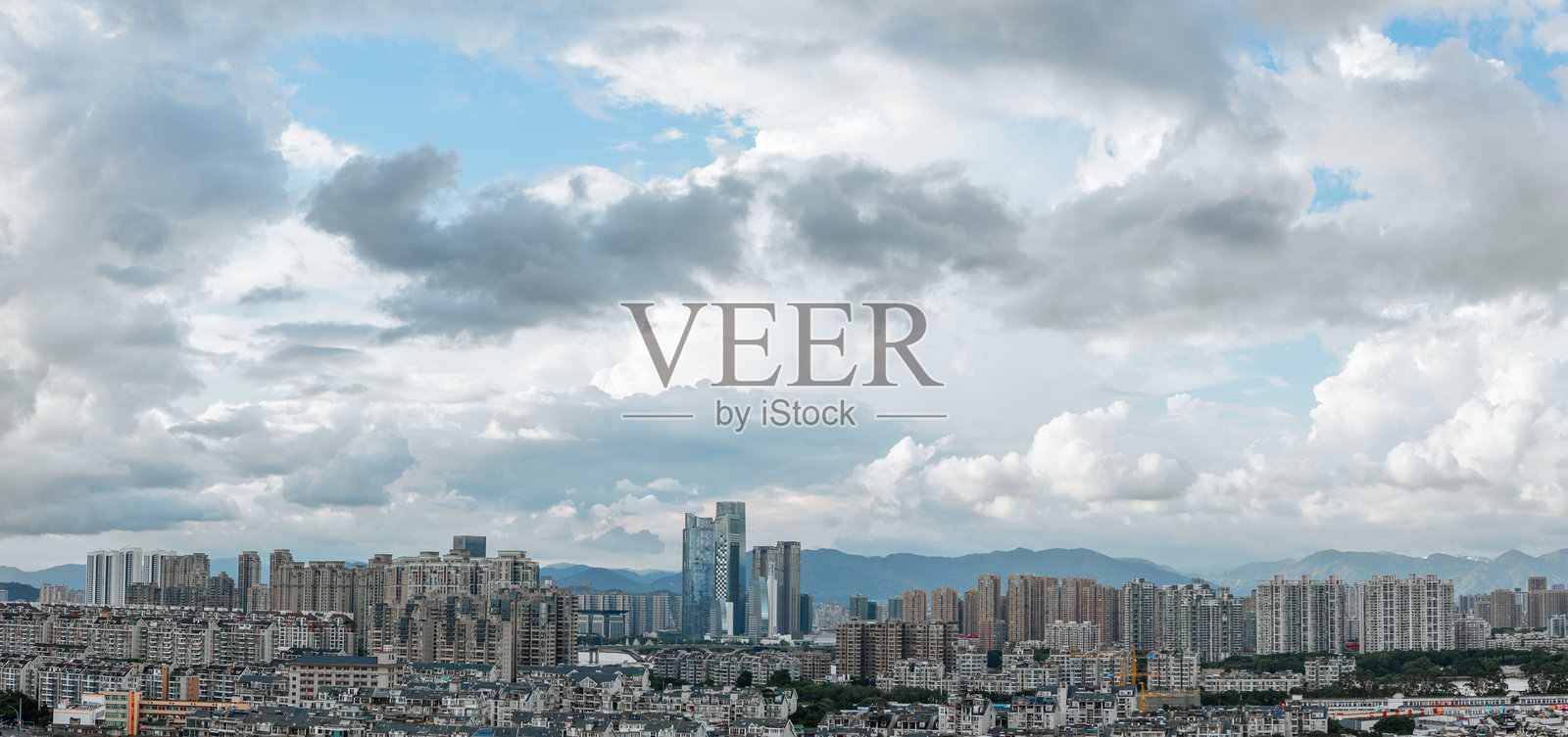 福建省福州市城市CBD的日落景色照片摄影图片