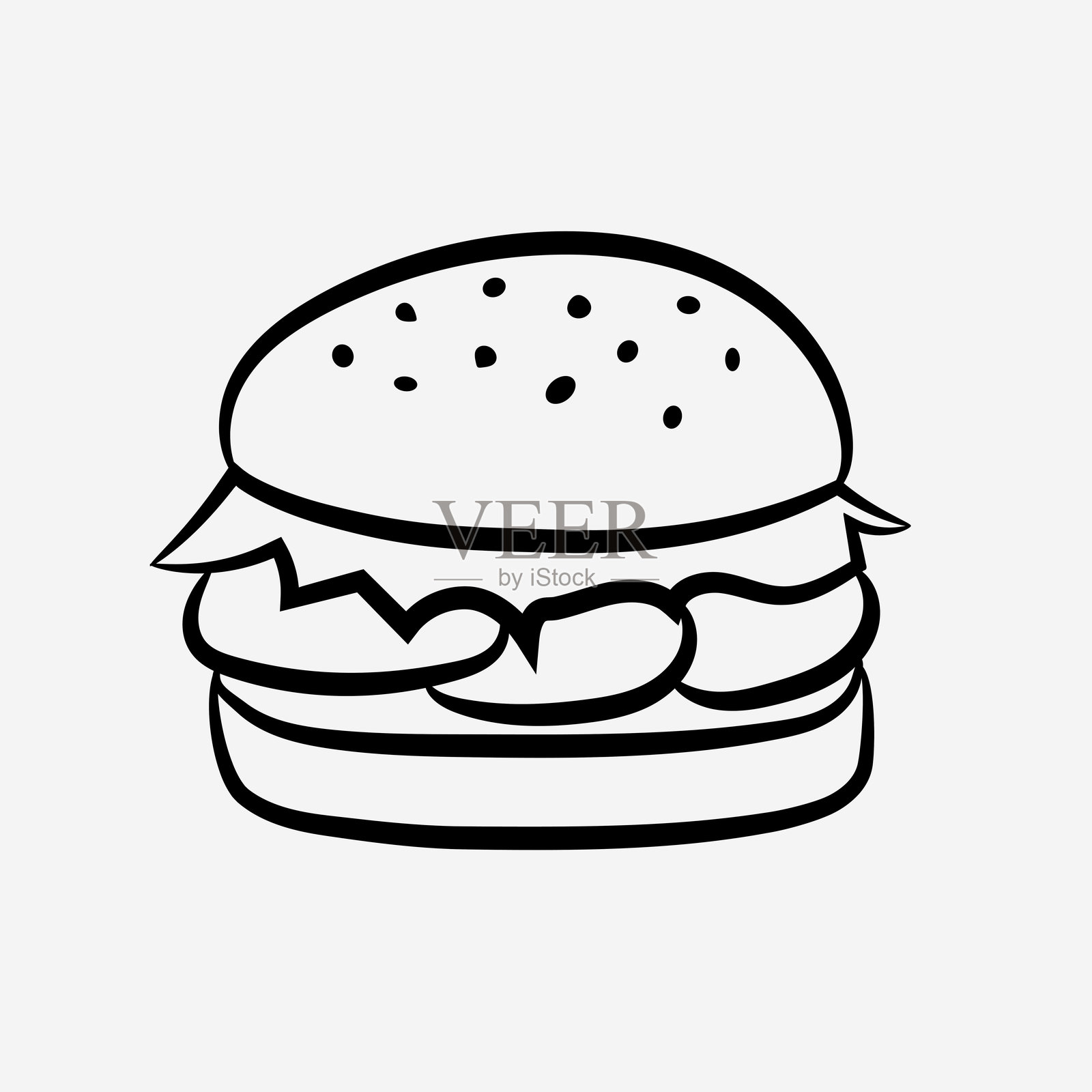 Simple Burger Doodle Illustration插画图片素材
