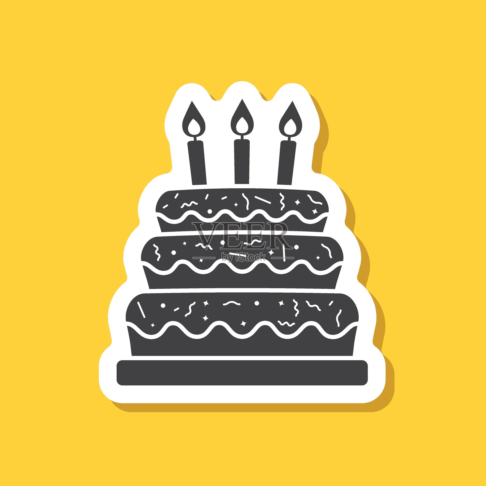 Sweet food sticker icon in flat style. Birthday cake vector illustration on isolated background. Cupcake sign business concept.插画图片素材