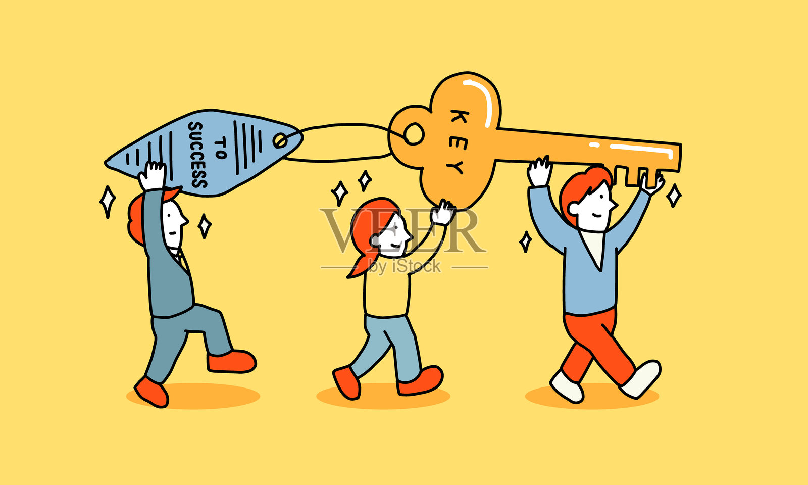 成功的关键：学生和商人努力朝着目标前进的插图插画图片素材