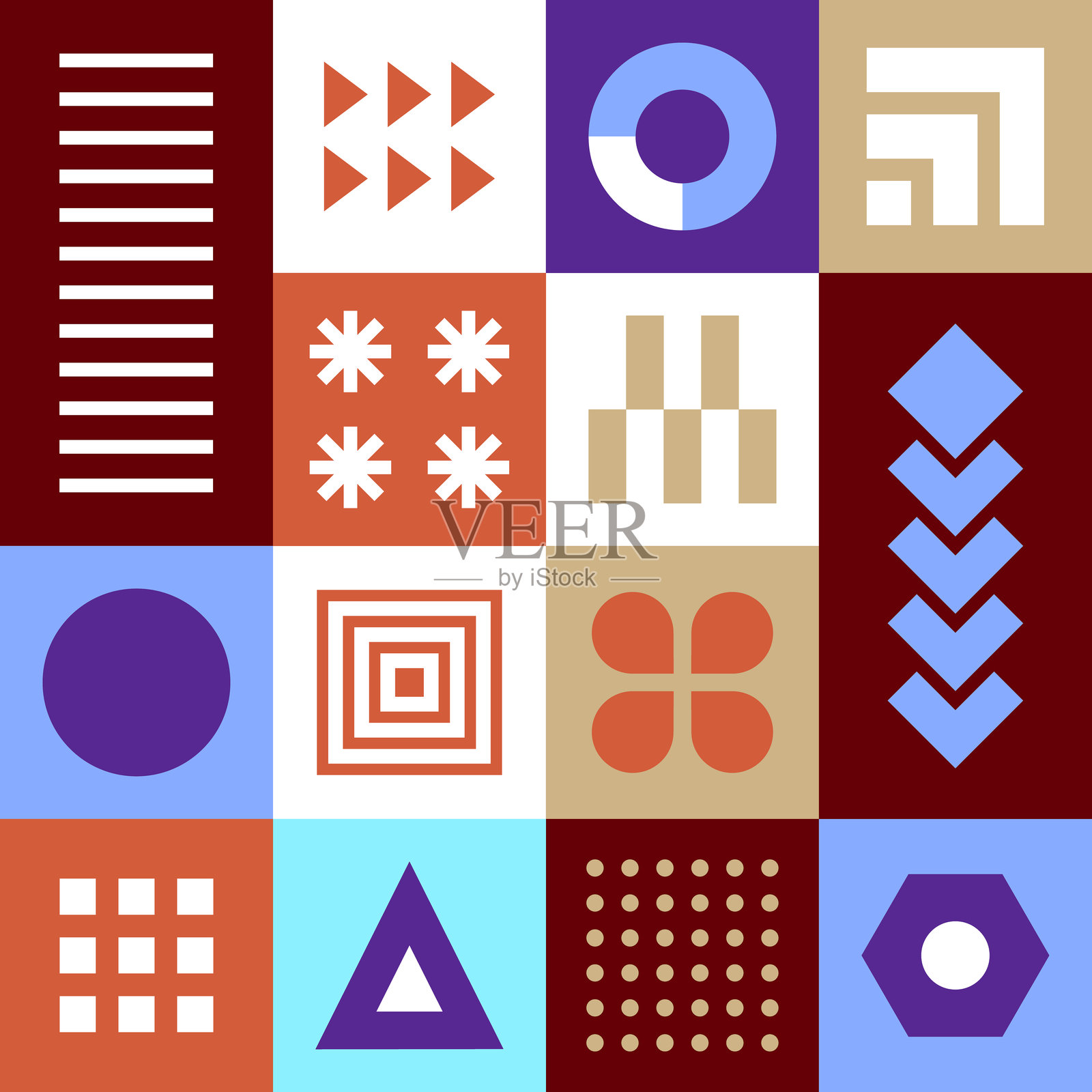 色彩斑斓的几何图案设计插画图片素材