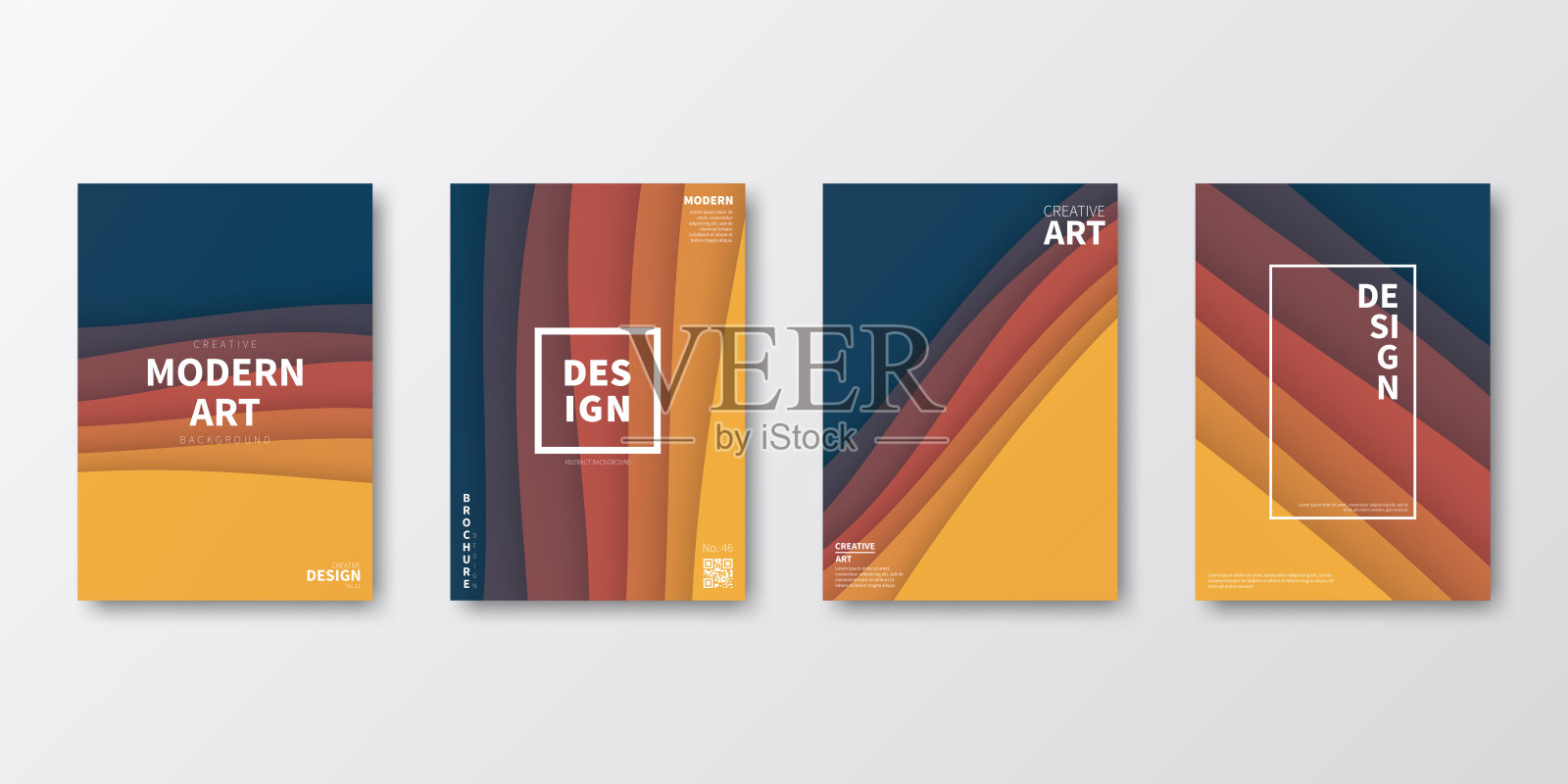 宣传册模板布局，橙色封面设计，商业年度报告，传单，杂志插画图片素材