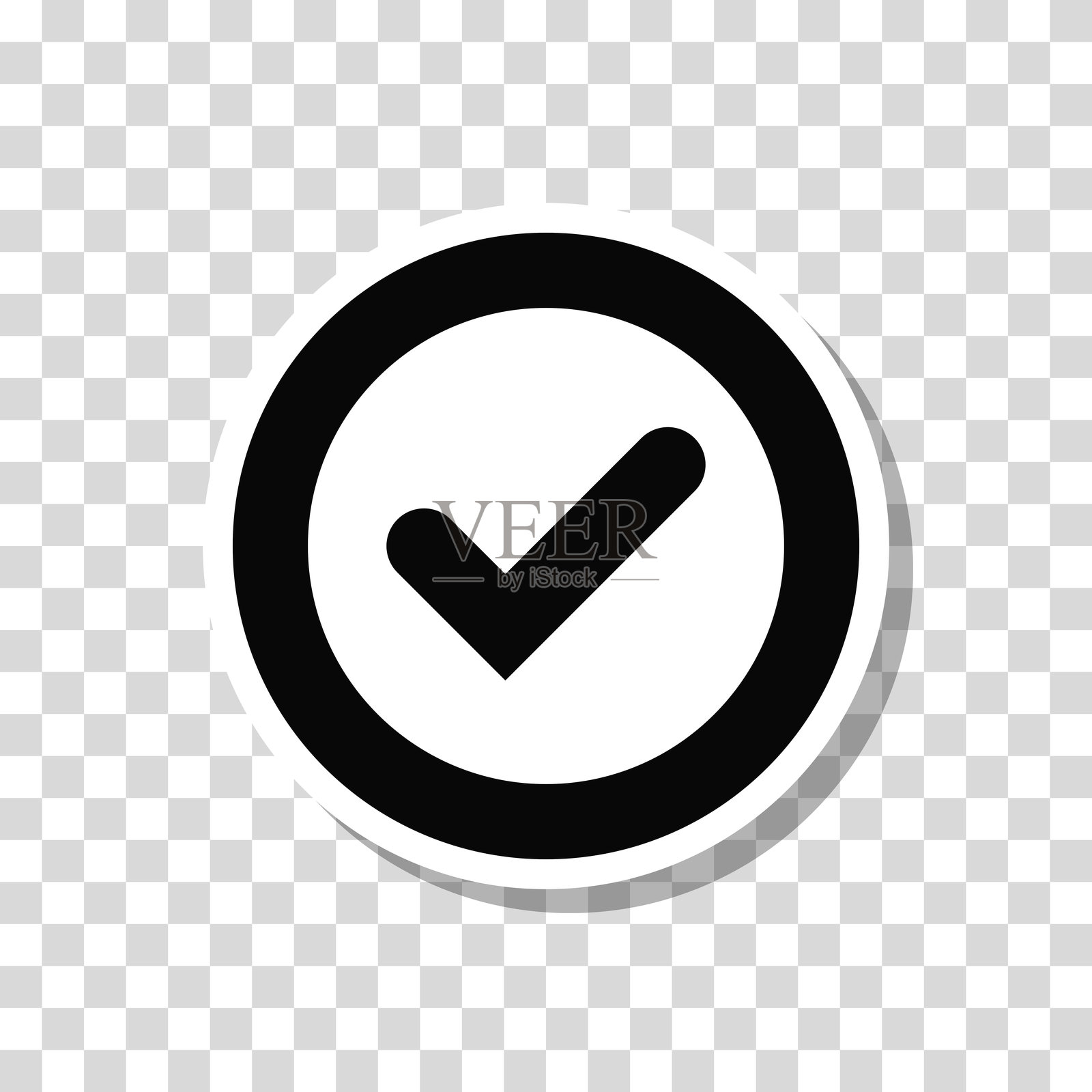 勾选标记。空白背景上的图标贴纸插画图片素材