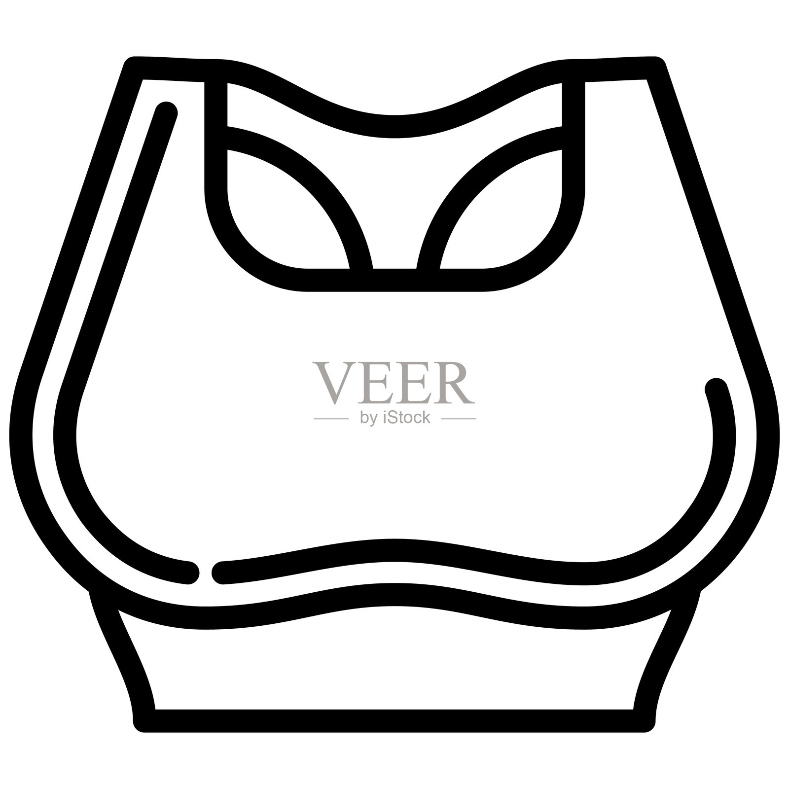运动胸罩图标，黑白轮廓图标矢量。插画图片素材