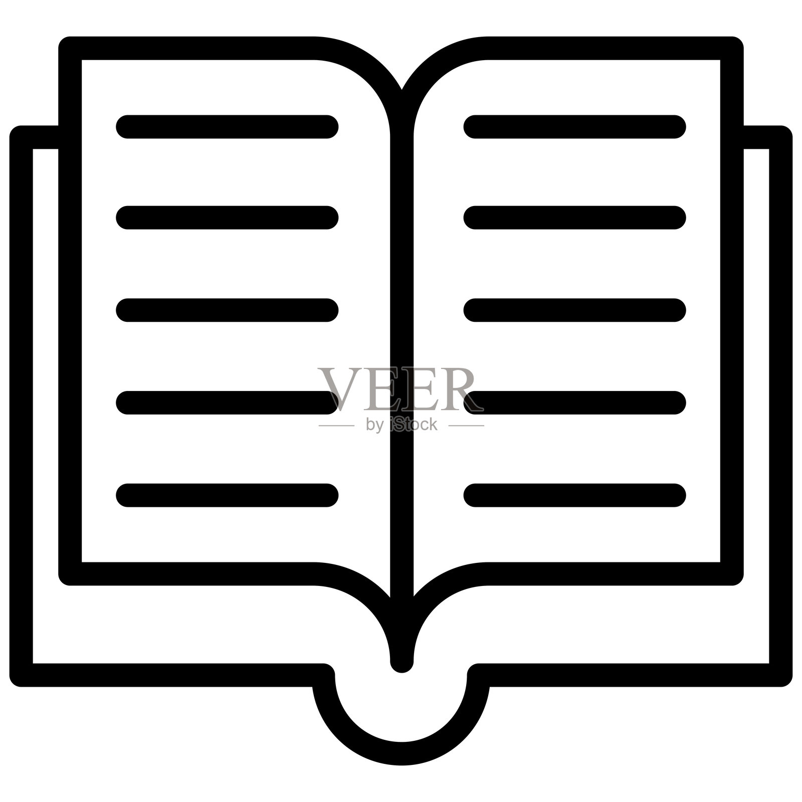 打开的书本图标唤起学习、阅读和识字的简单设计。插画图片素材