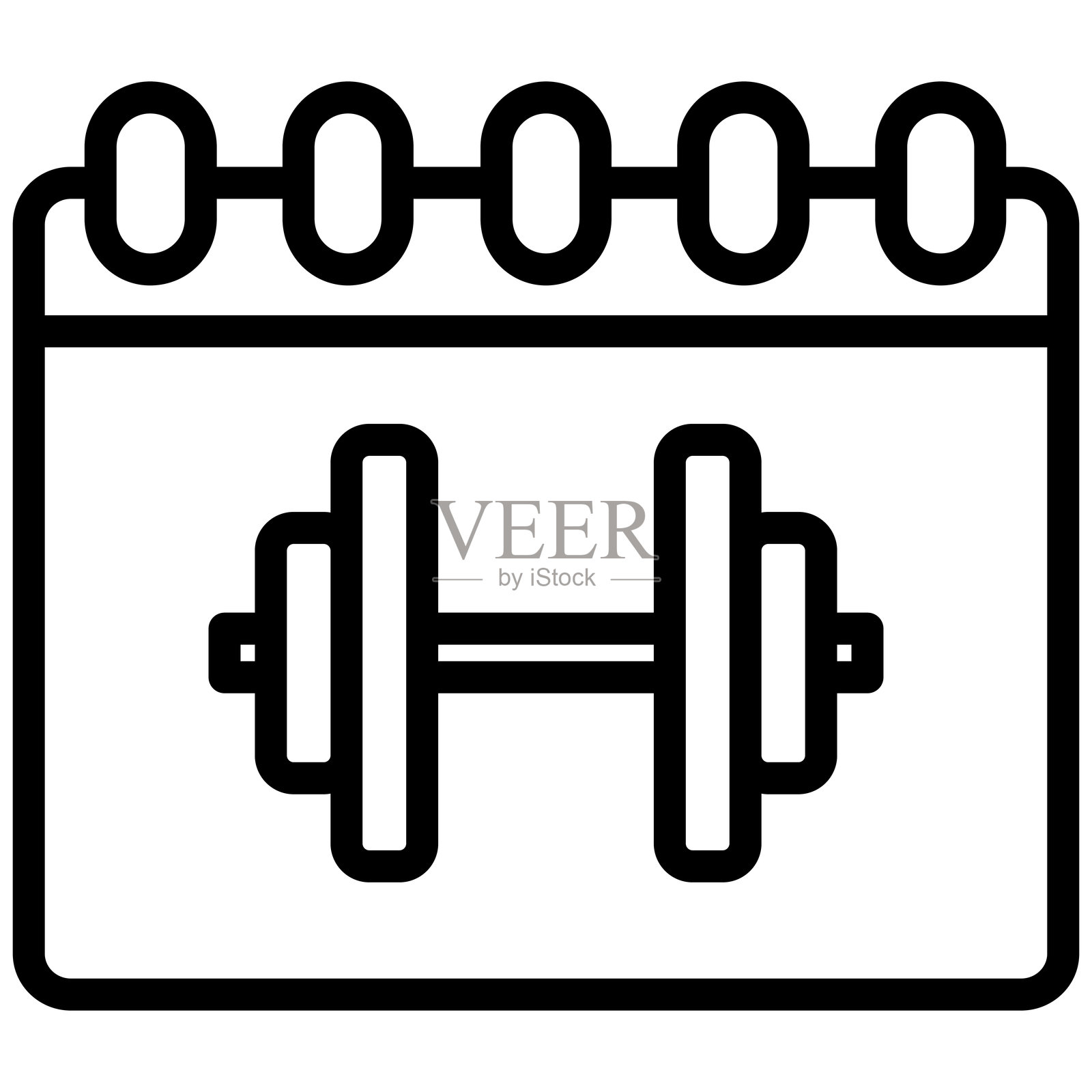 健身计划图标，黑白轮廓图标矢量。插画图片素材