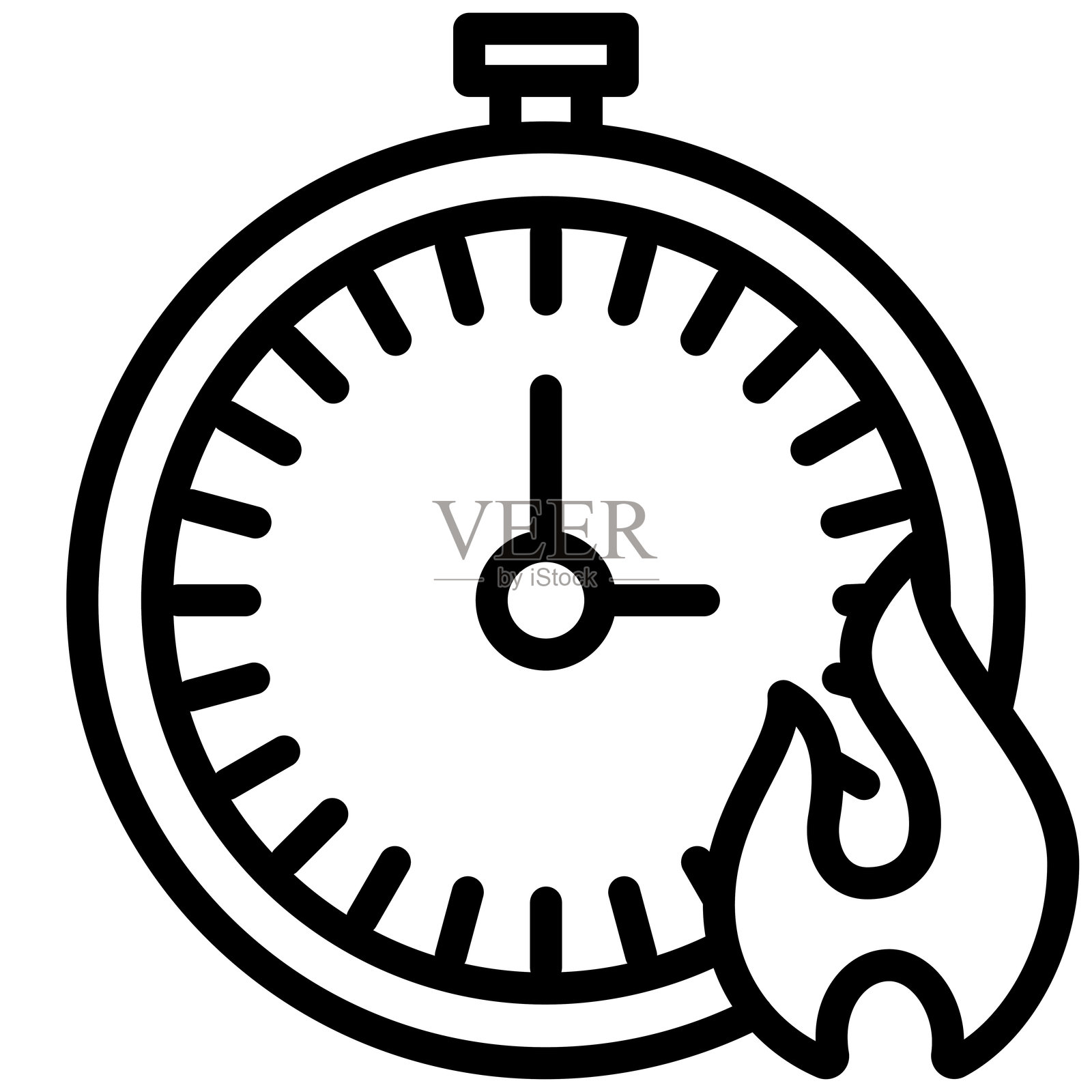 锻炼计时器图标，黑白轮廓图标矢量。插画图片素材