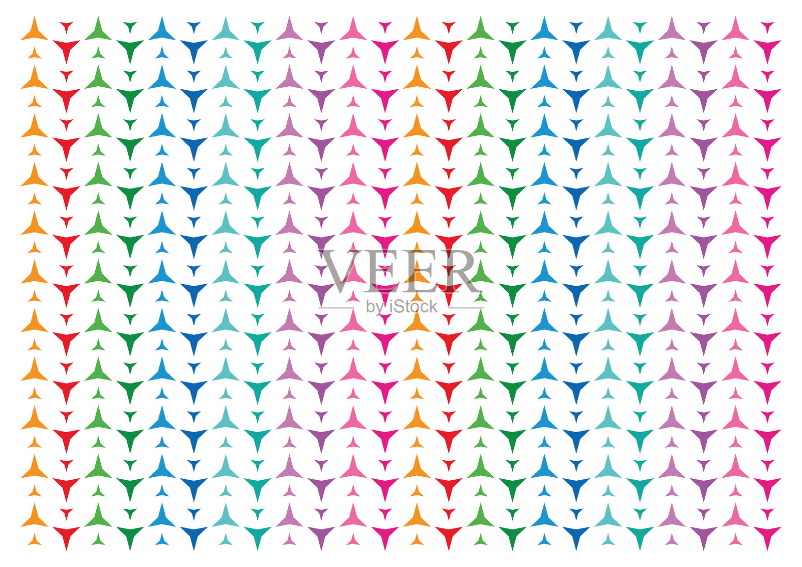 星星图案背景。五彩缤纷的三角星图案插画图片素材