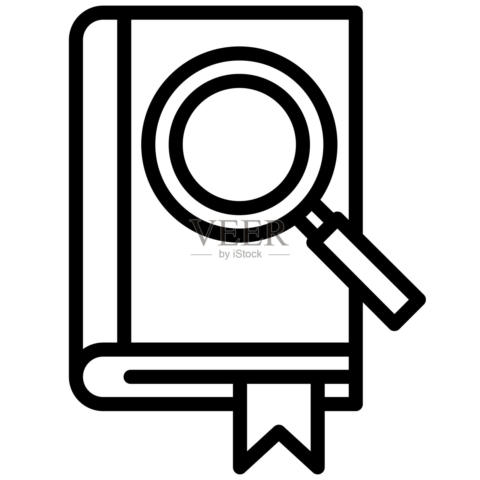 打开的书和放大镜象征着研究、阅读、教育、知识和探索。插画图片素材