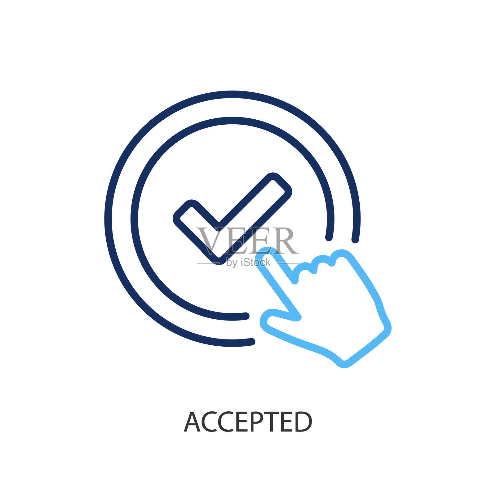 接受的细线矢量图标。插画图片素材