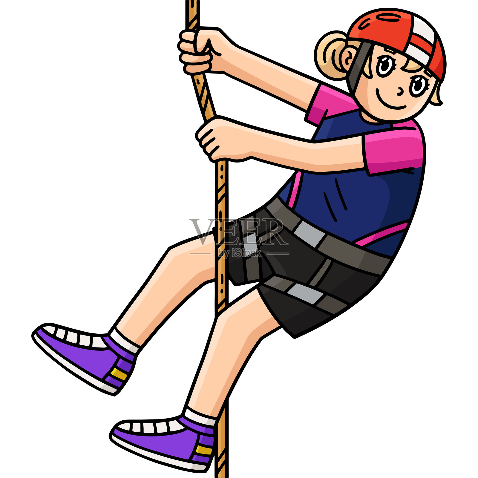 攀岩女孩自由下降卡通剪贴画插画图片素材