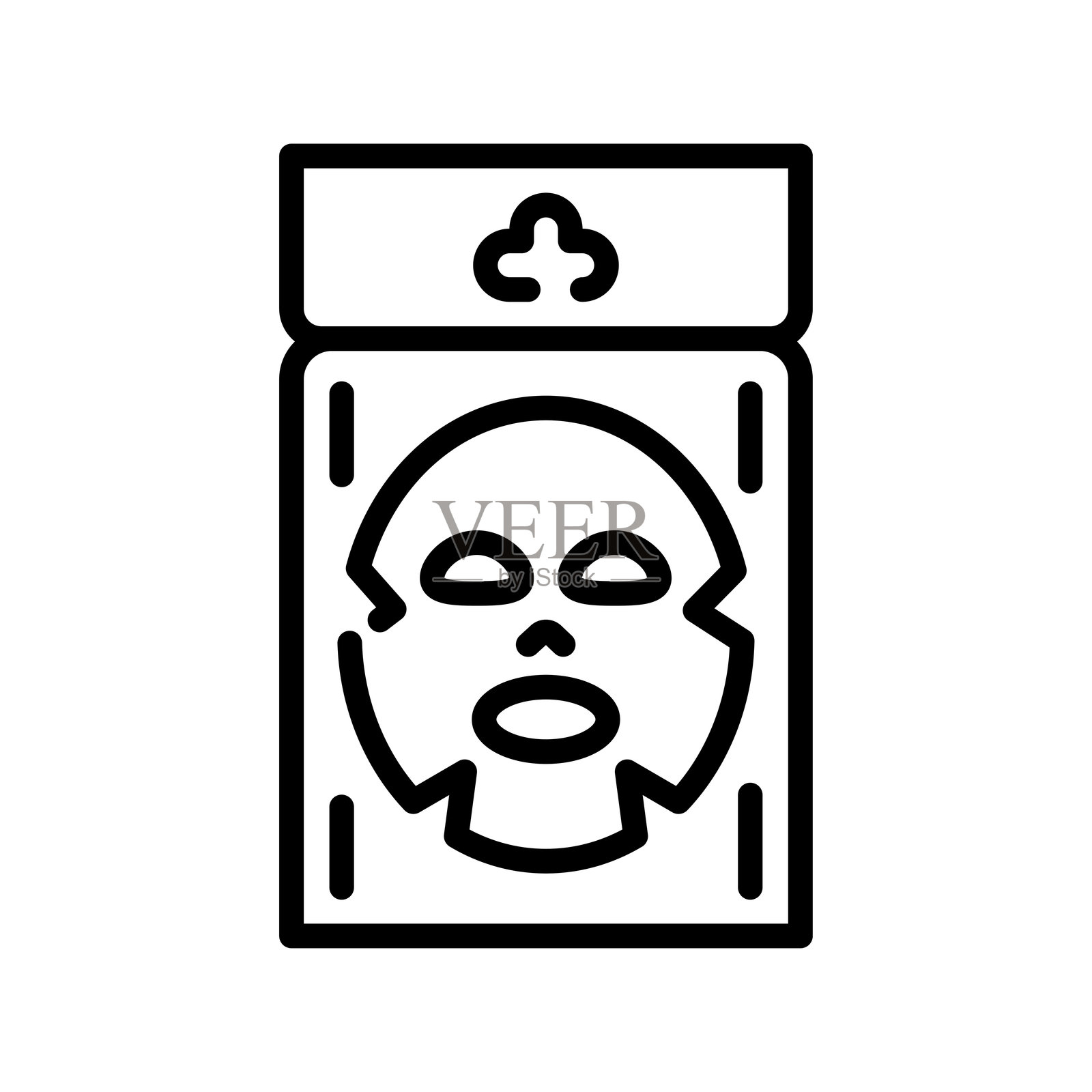化妆品塑料面具包装黑色线条图标。矢量独立元素插画图片素材