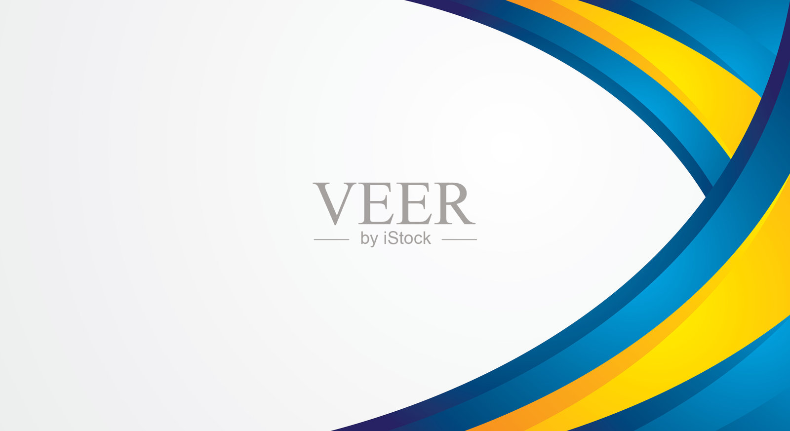 带有黄色和蓝色抽象曲线角边框的背景插画图片素材