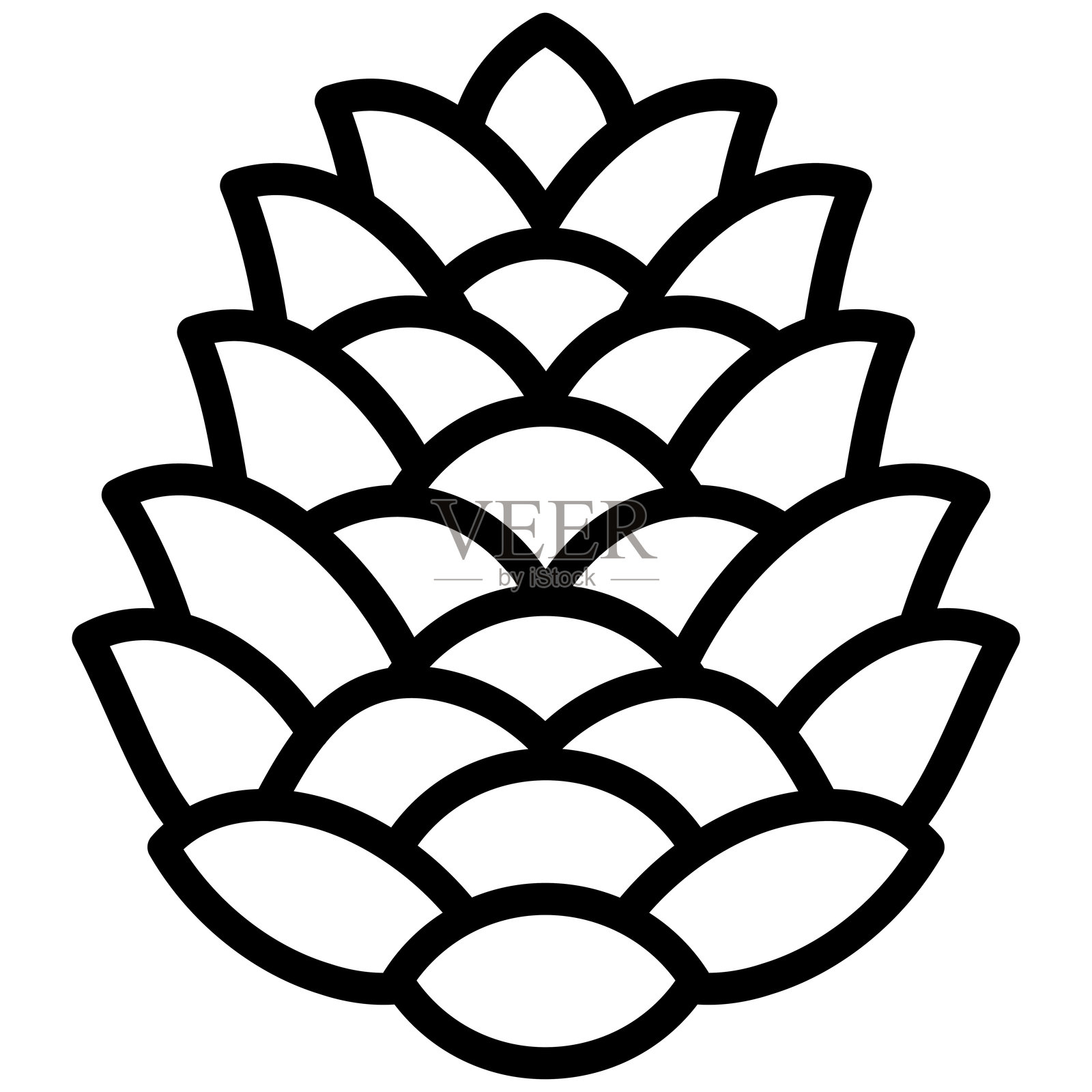 松果图标，黑白轮廓图标矢量。插画图片素材