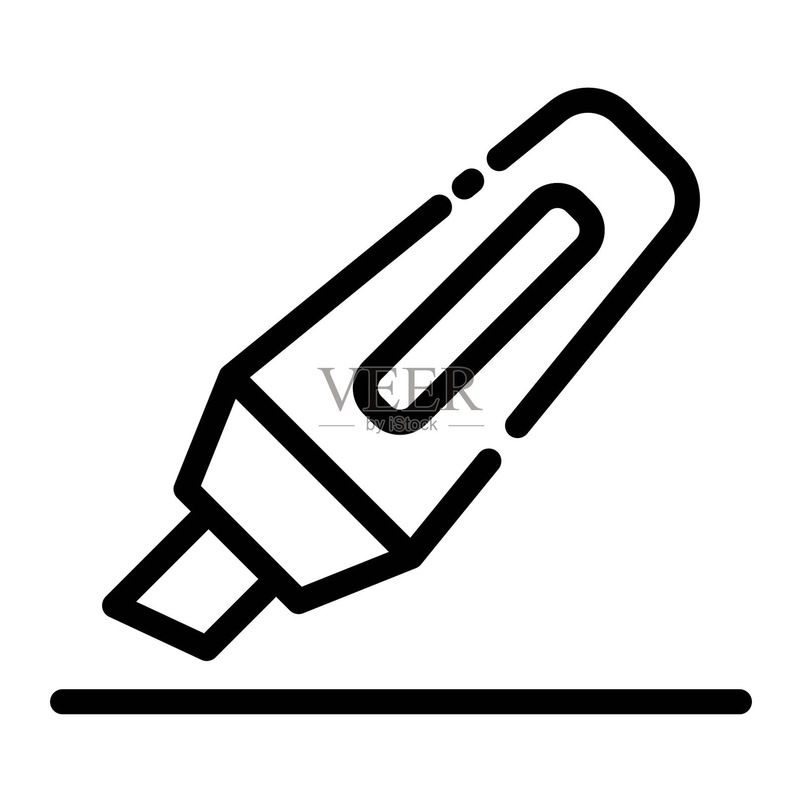 极简主义轮廓马克笔绘图线条学校文具工具插画图片素材