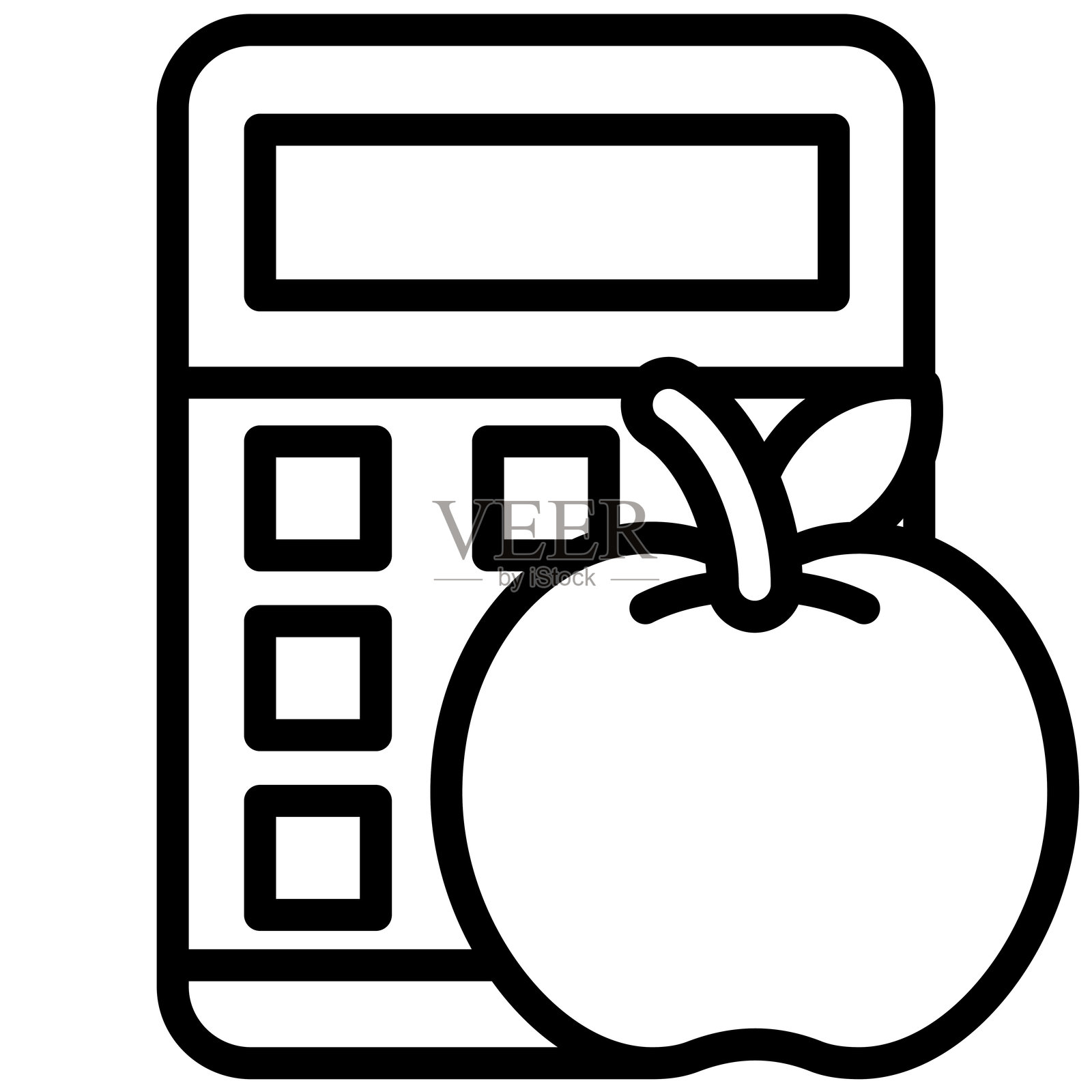 卡路里追踪器图标，黑白轮廓图标矢量。插画图片素材