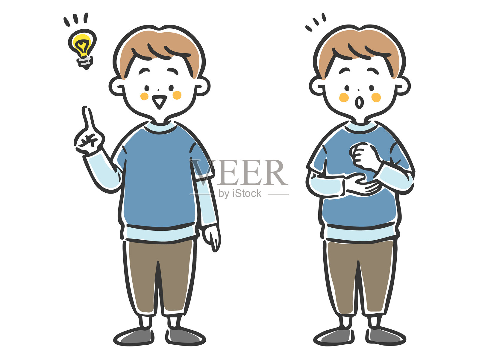 理解事物的男孩，整体，矢量图插画图片素材