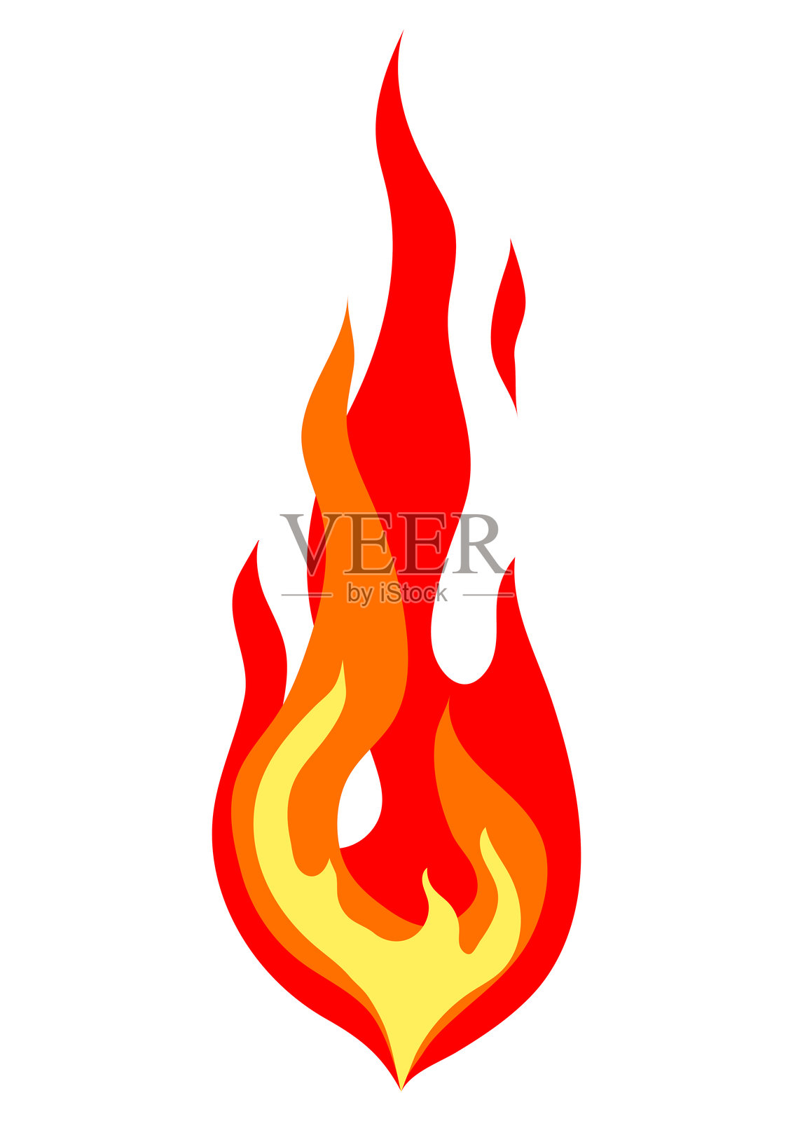 风格化的火焰插图。燃烧的红色火焰或篝火。插画图片素材