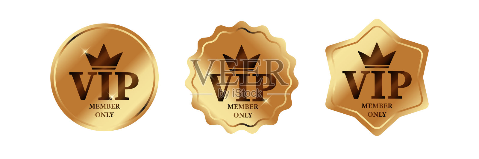 VIP和高级徽章，青铜和黄金插画图片素材