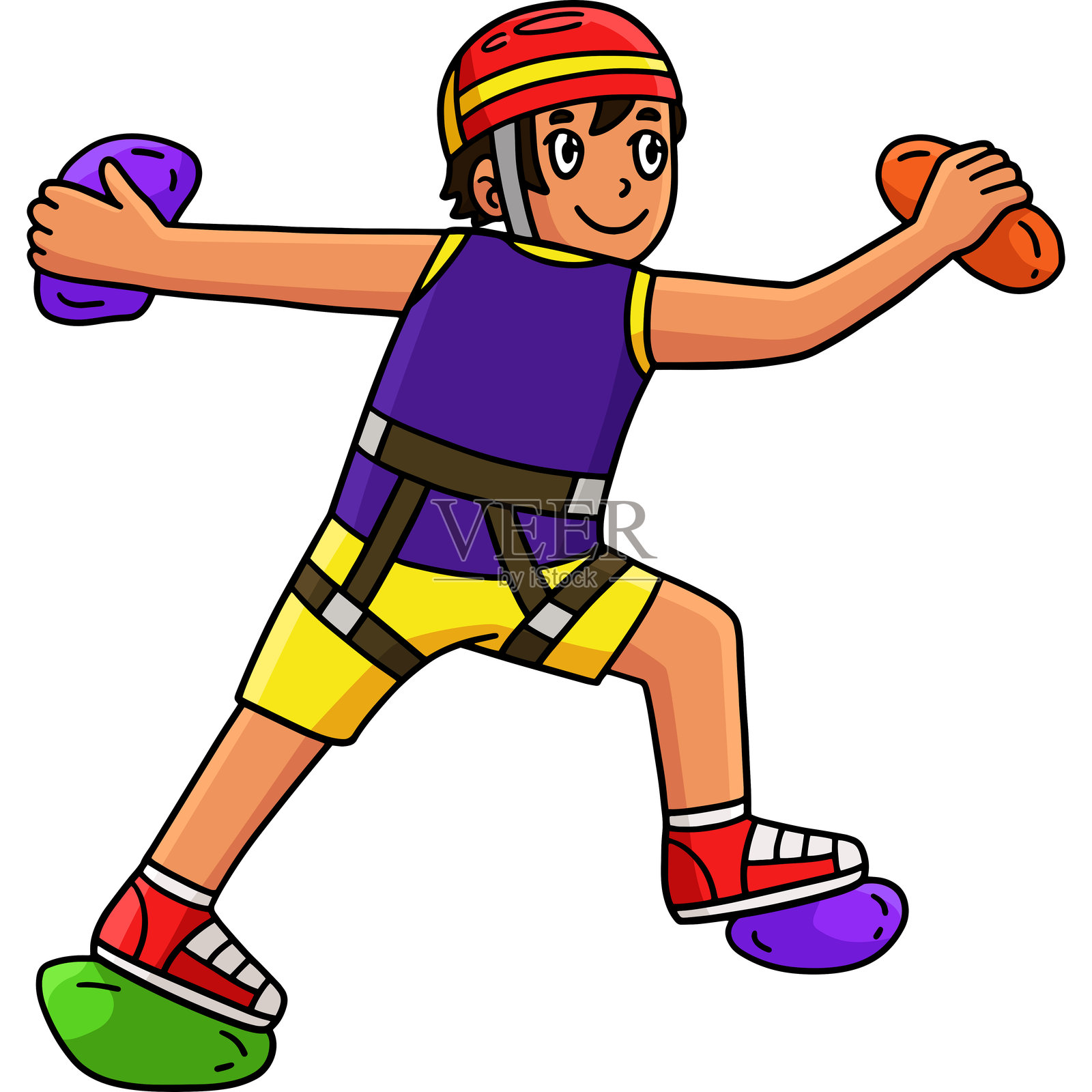 攀岩男孩卡通剪贴画插画图片素材