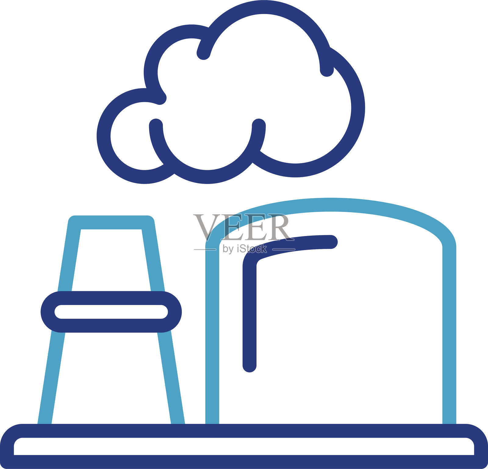 化石燃料发电行业的烟囱图标，冒出蒸汽或烟雾插画图片素材