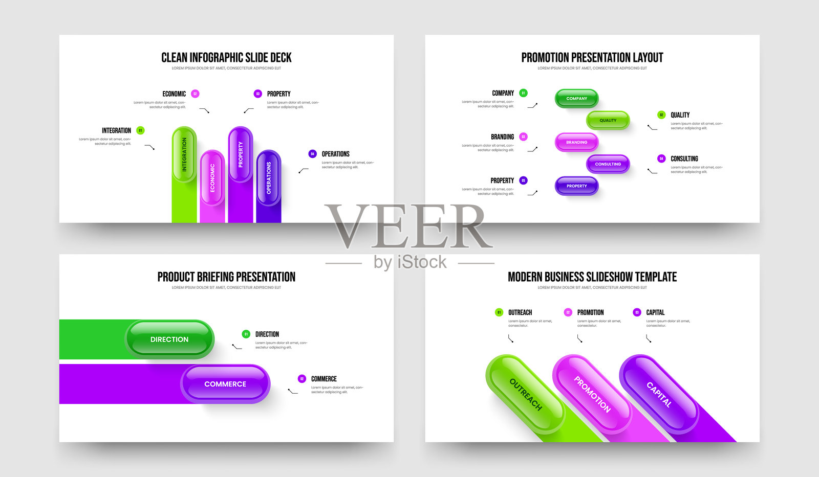 广告规划四五二三元素图表框架设计合集。产品计划四五二三步信息图表演示模板矢量插图集。插画图片素材