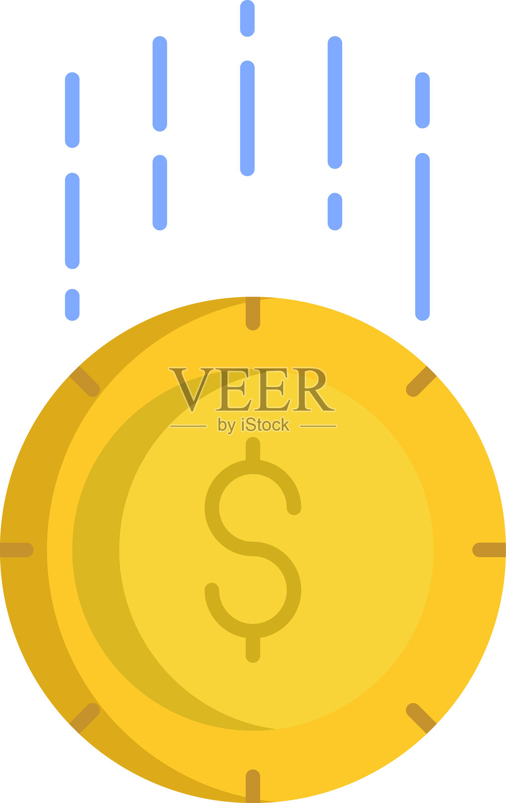 扁平化设计的美元硬币图标插画图片素材