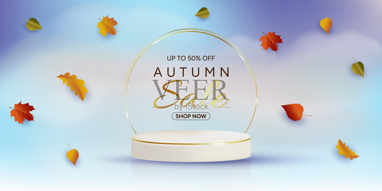 白色讲台配有优雅的金色装饰插画图片素材