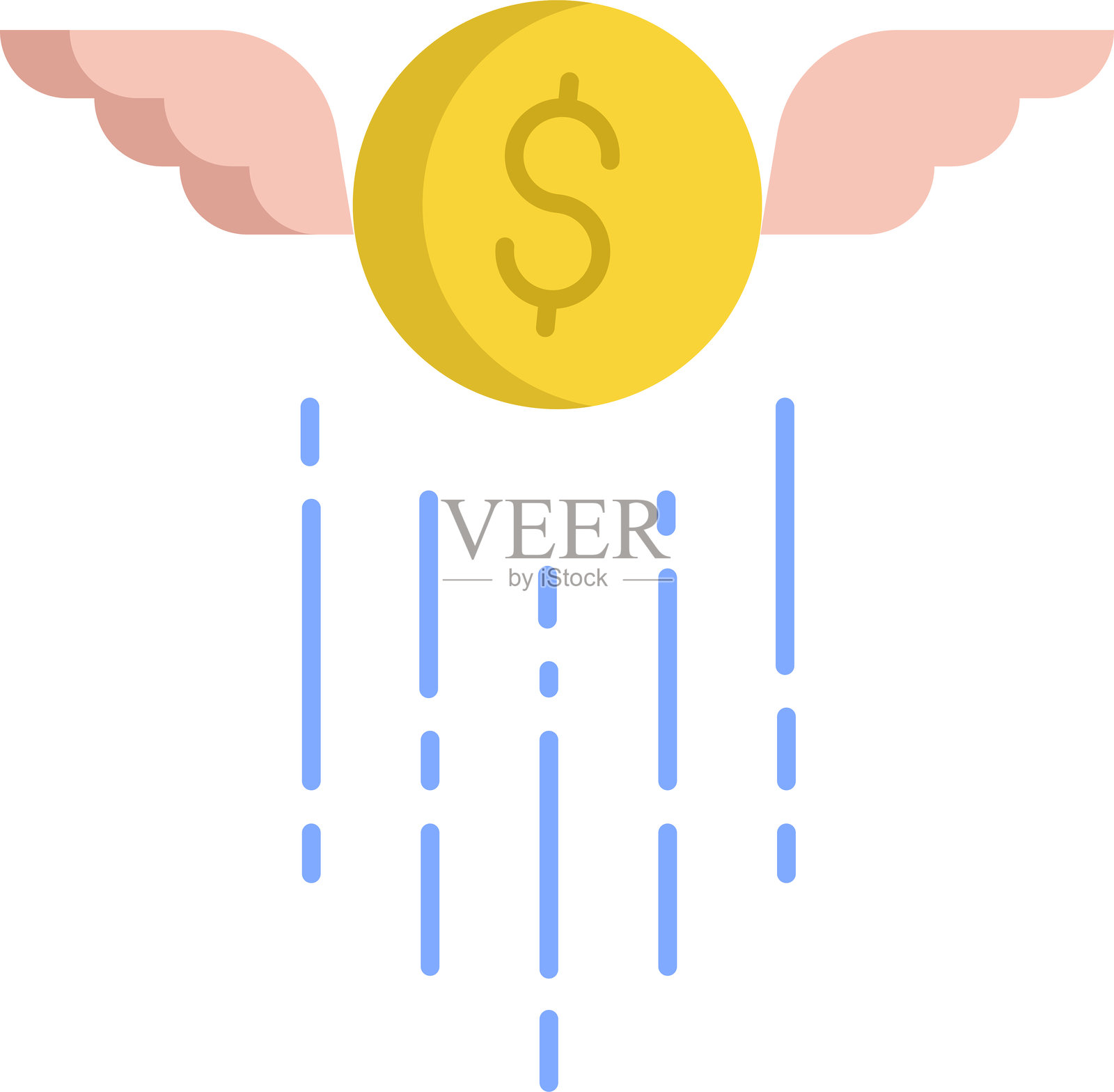 美元翅膀扁平图标设计插画图片素材