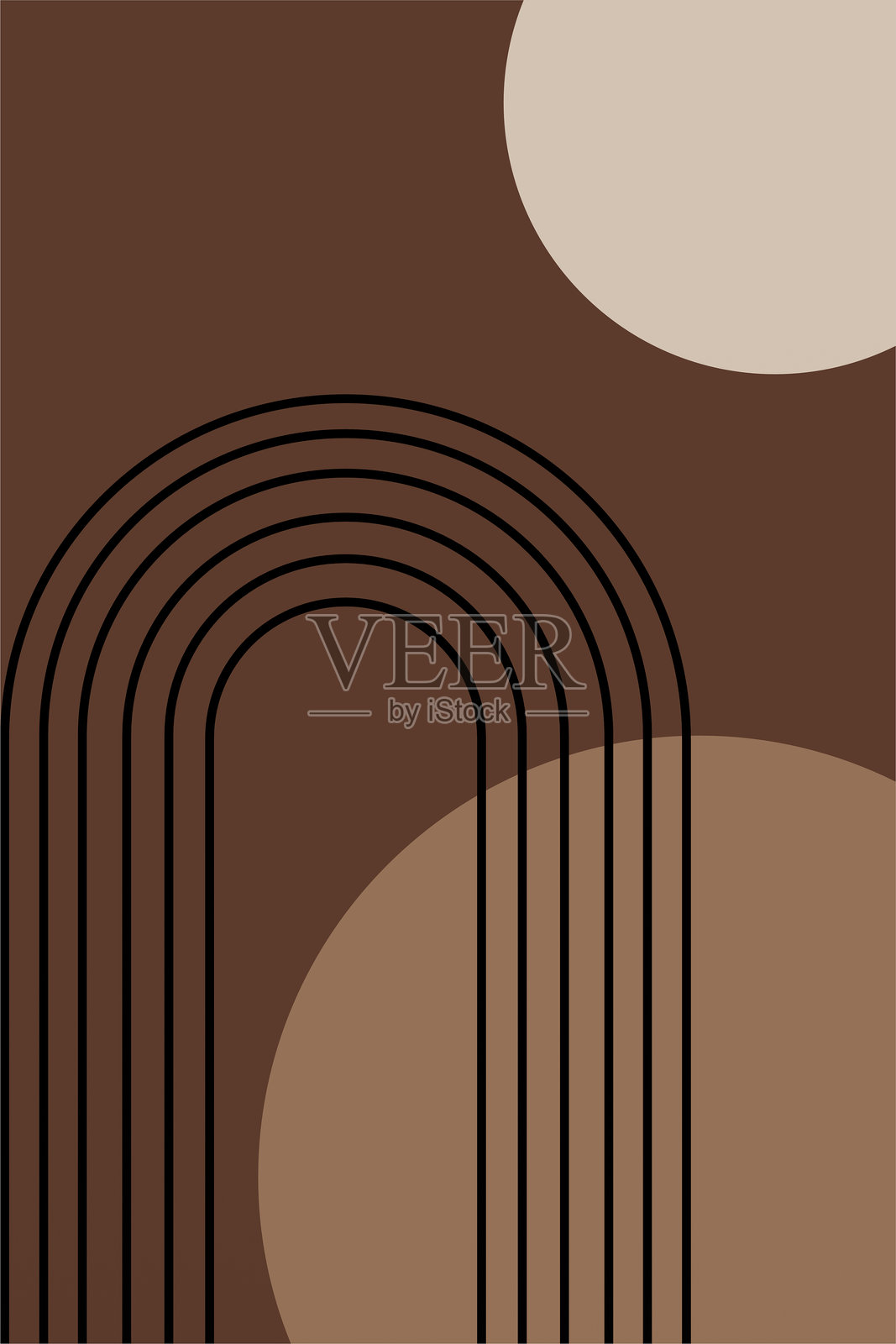 极简抽象几何艺术与复古形状插画图片素材