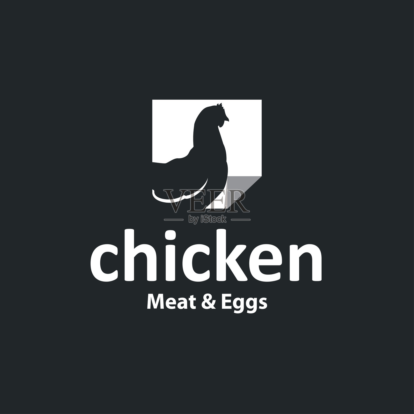 简单的鸡设计，具有极简和现代概念，同时也带有复古风格，适用于农场设计、符号插图和品牌模板、海报及商业用途。插画图片素材