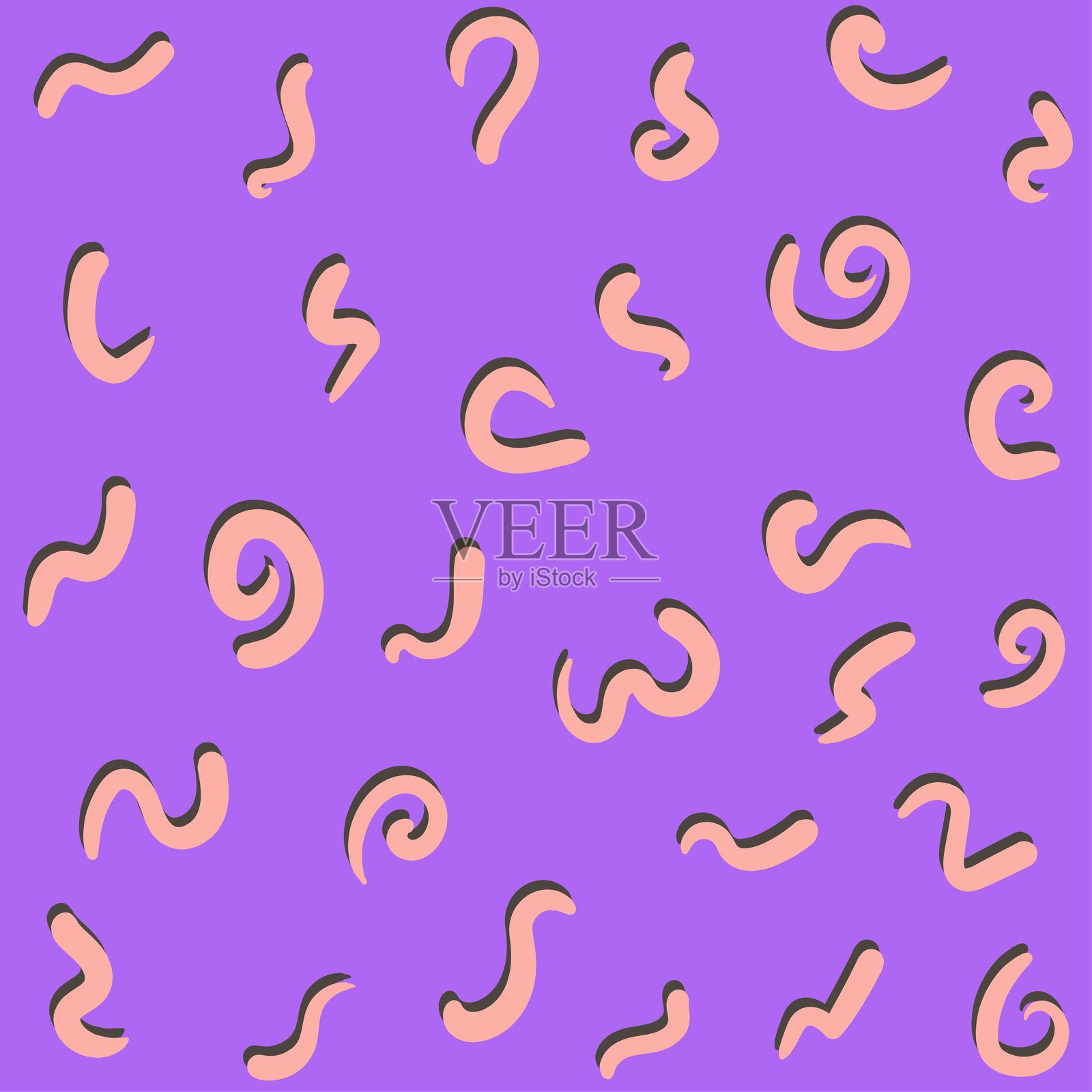 抽象的俏皮波浪曲线或扭曲无缝图案，现代几何背景插画图片素材