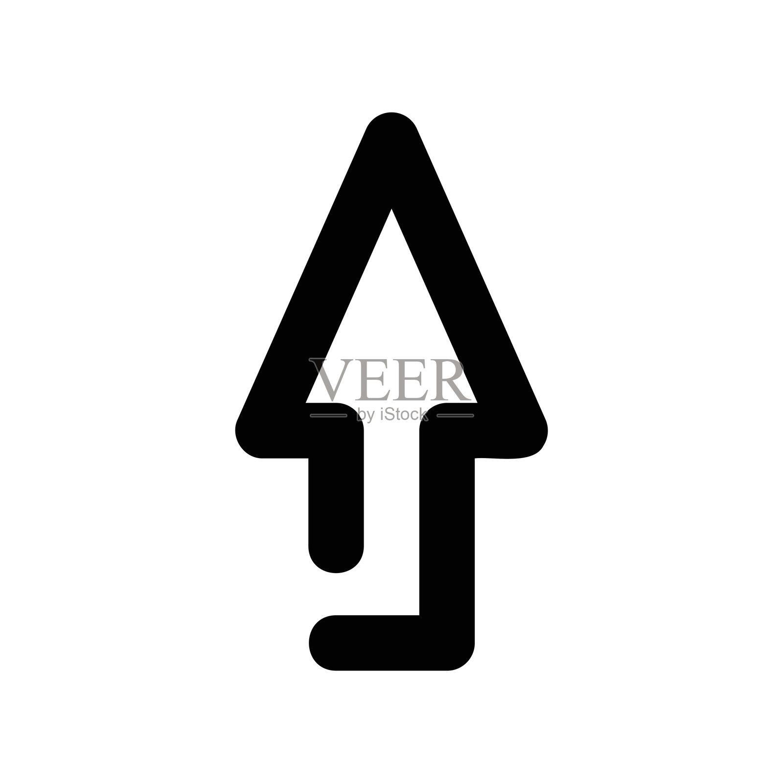 黑色轮廓箭头，底部指向正上方插画图片素材