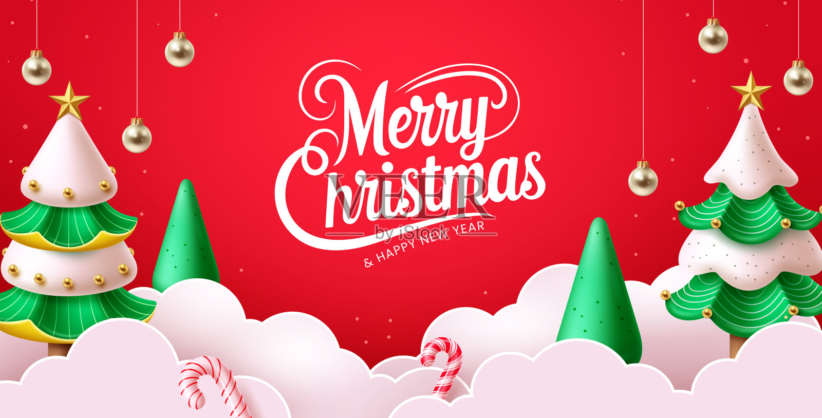 圣诞快乐和新年快乐贺卡插图插画图片素材