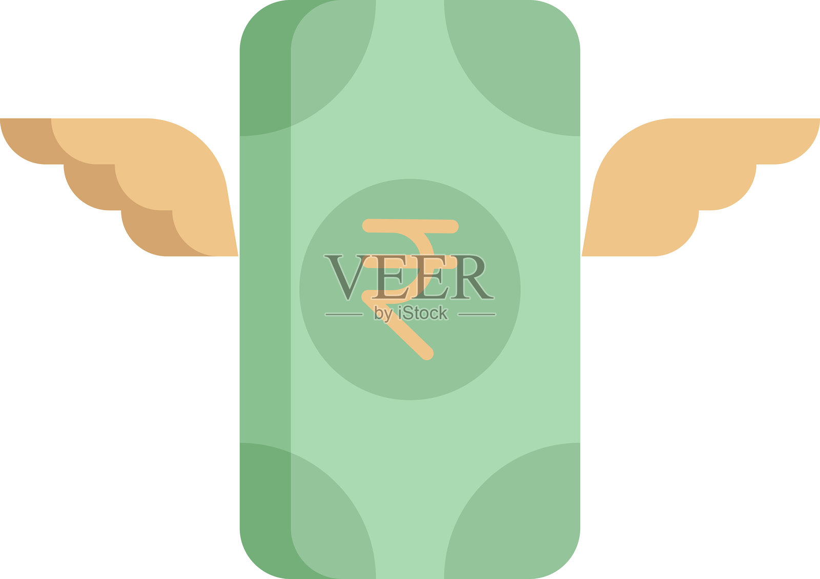 飞翔的卢比钞票扁平图标设计插画图片素材