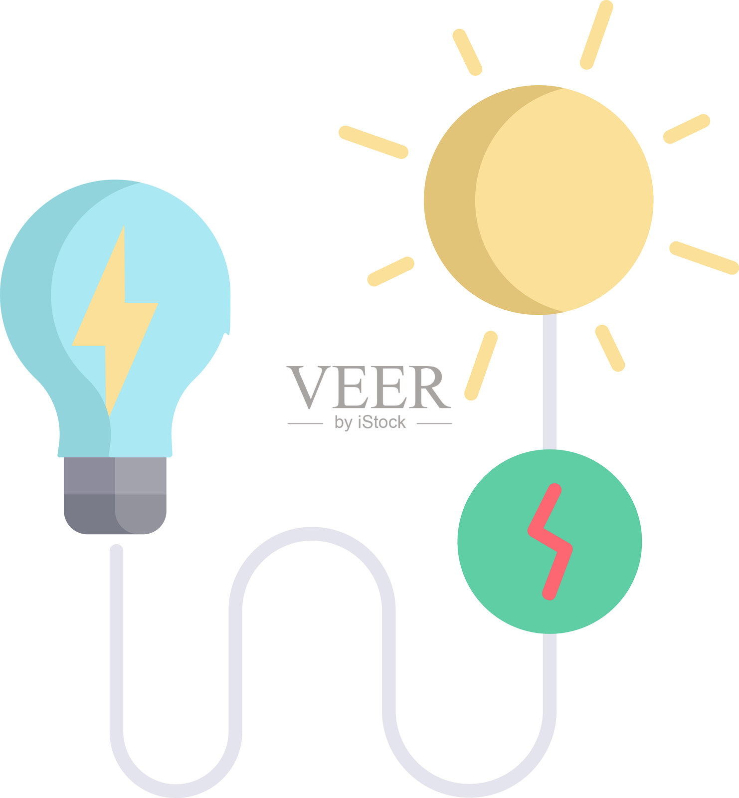 太阳能电力扁平图标设计插画图片素材