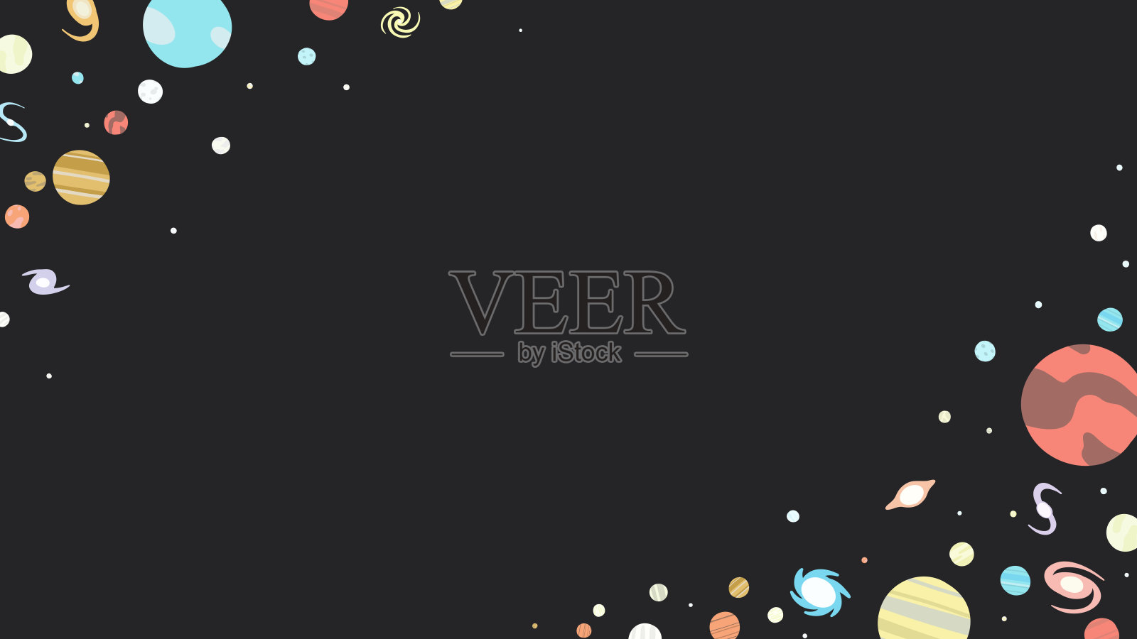 宇宙空间手绘矢量角框插画图片素材