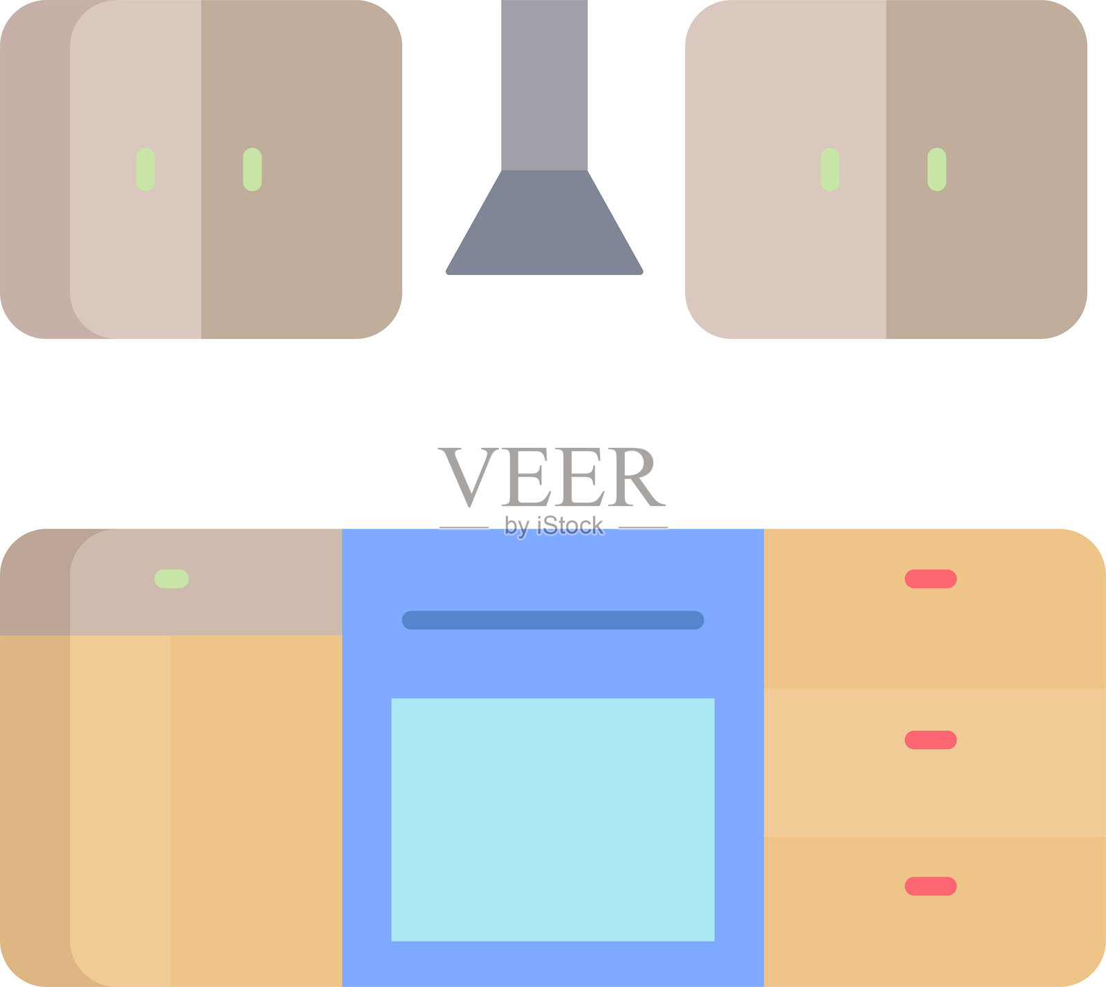 厨房扁平图标设计插画图片素材