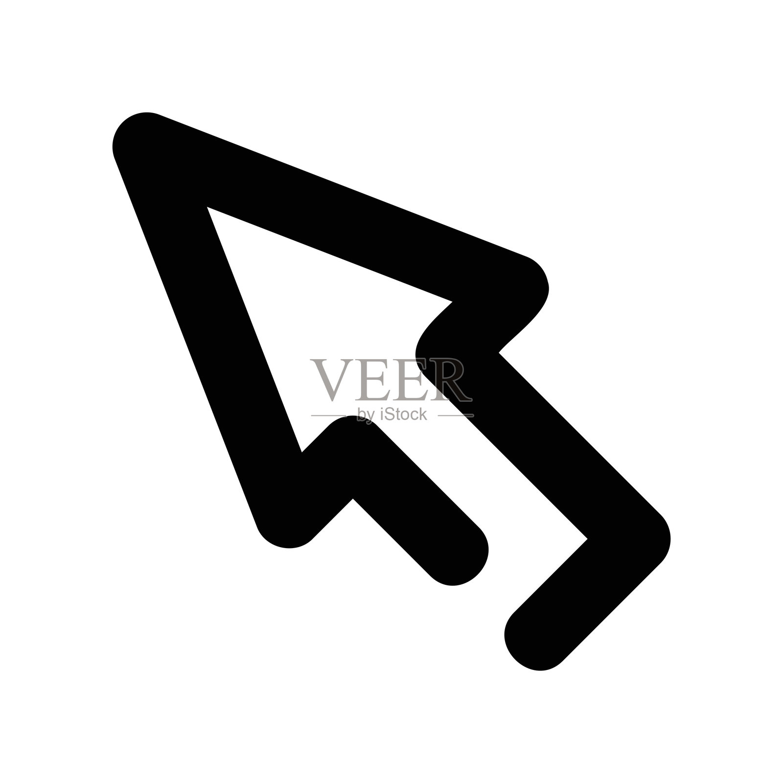 标准黑色轮廓的计算机鼠标光标指向左上方插画图片素材