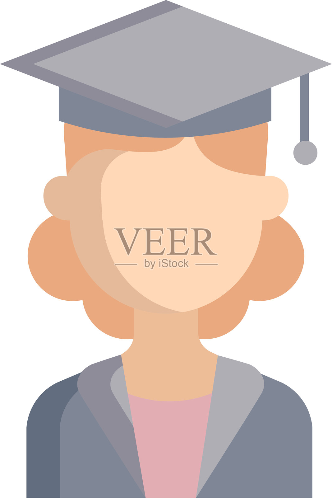 毕业女孩扁平图标设计插画图片素材