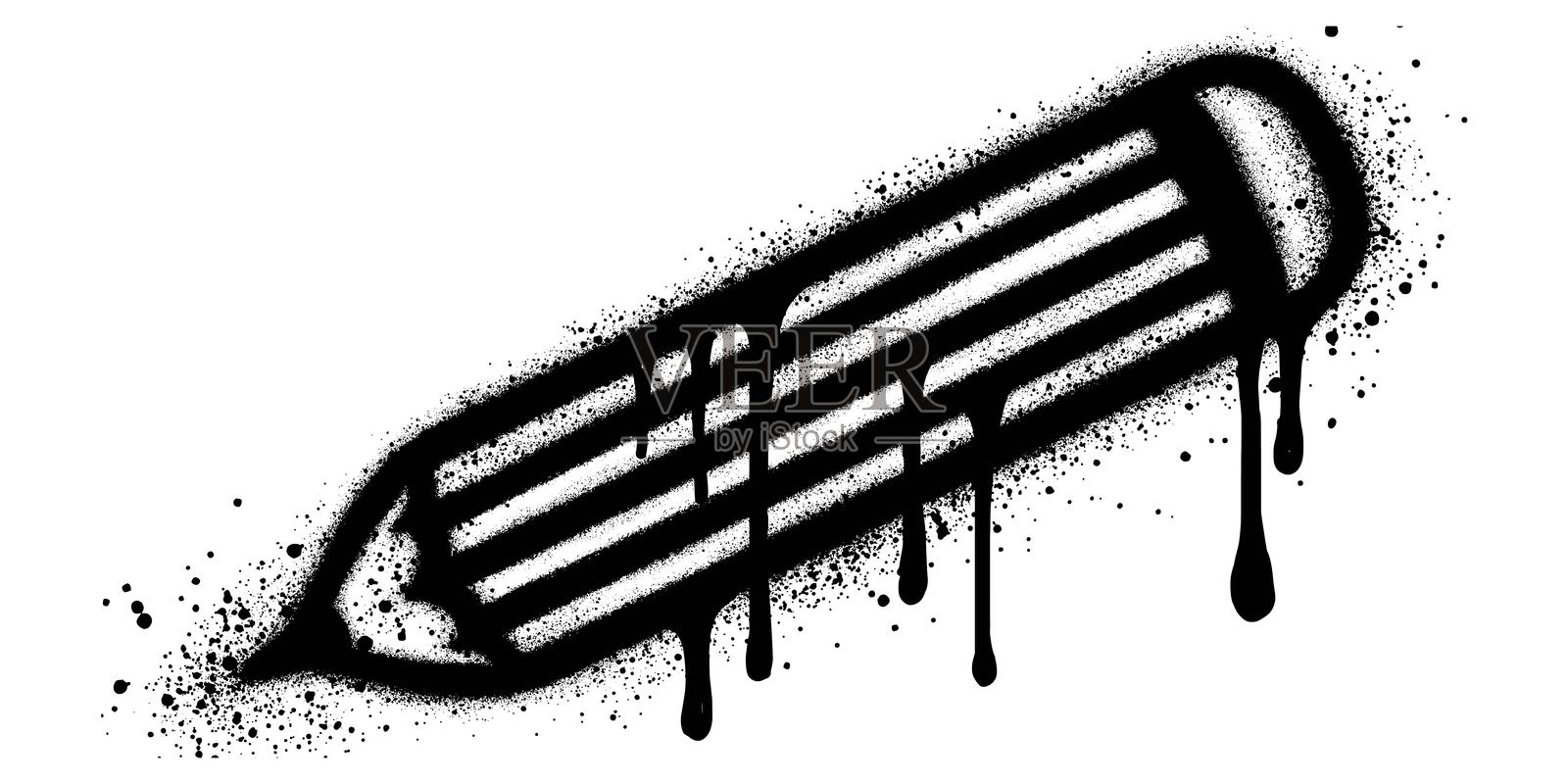 铅笔涂鸦与黑色喷漆。矢量插图。插画图片素材