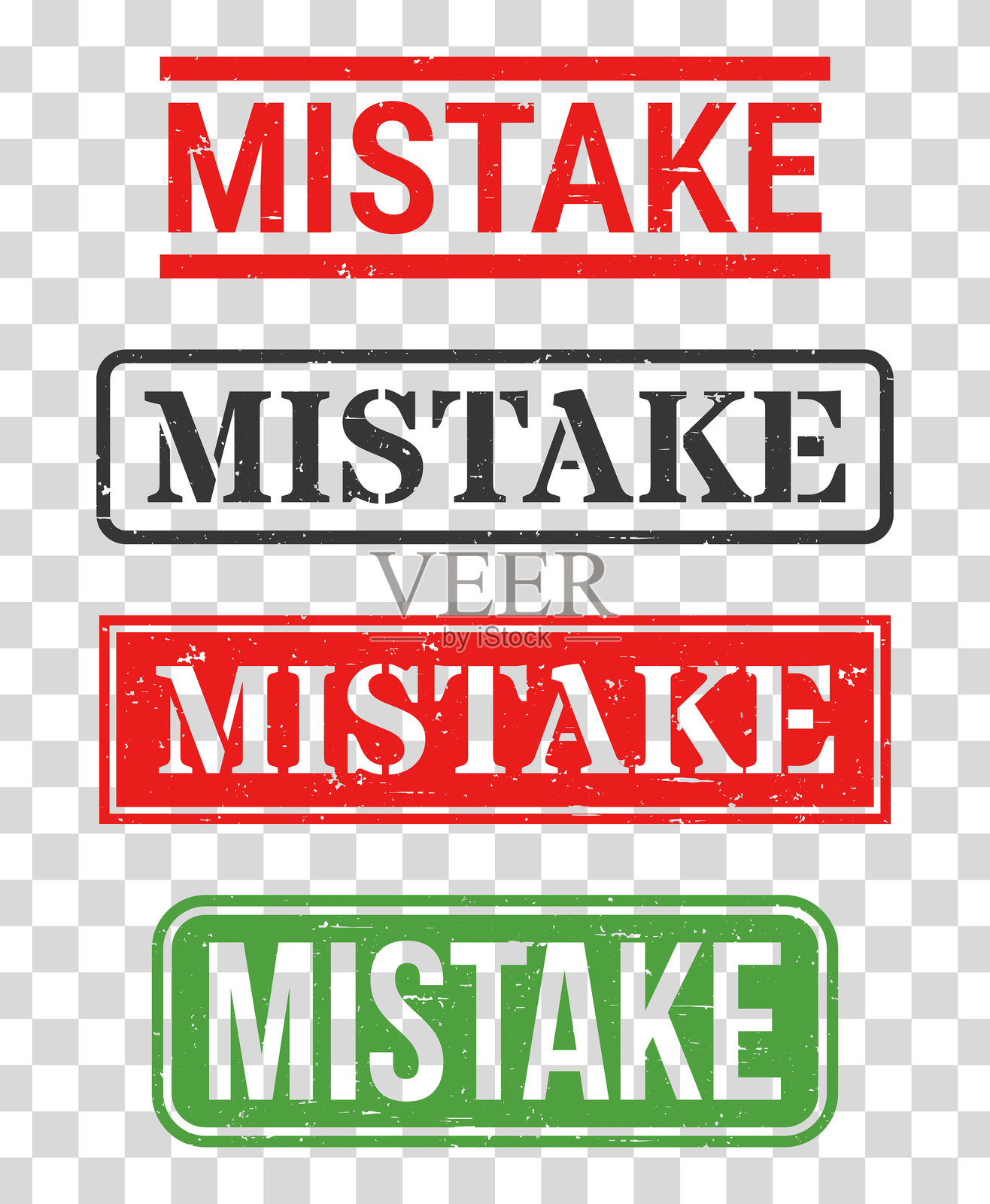 错误 - 橡皮图章套装在空白背景上插画图片素材